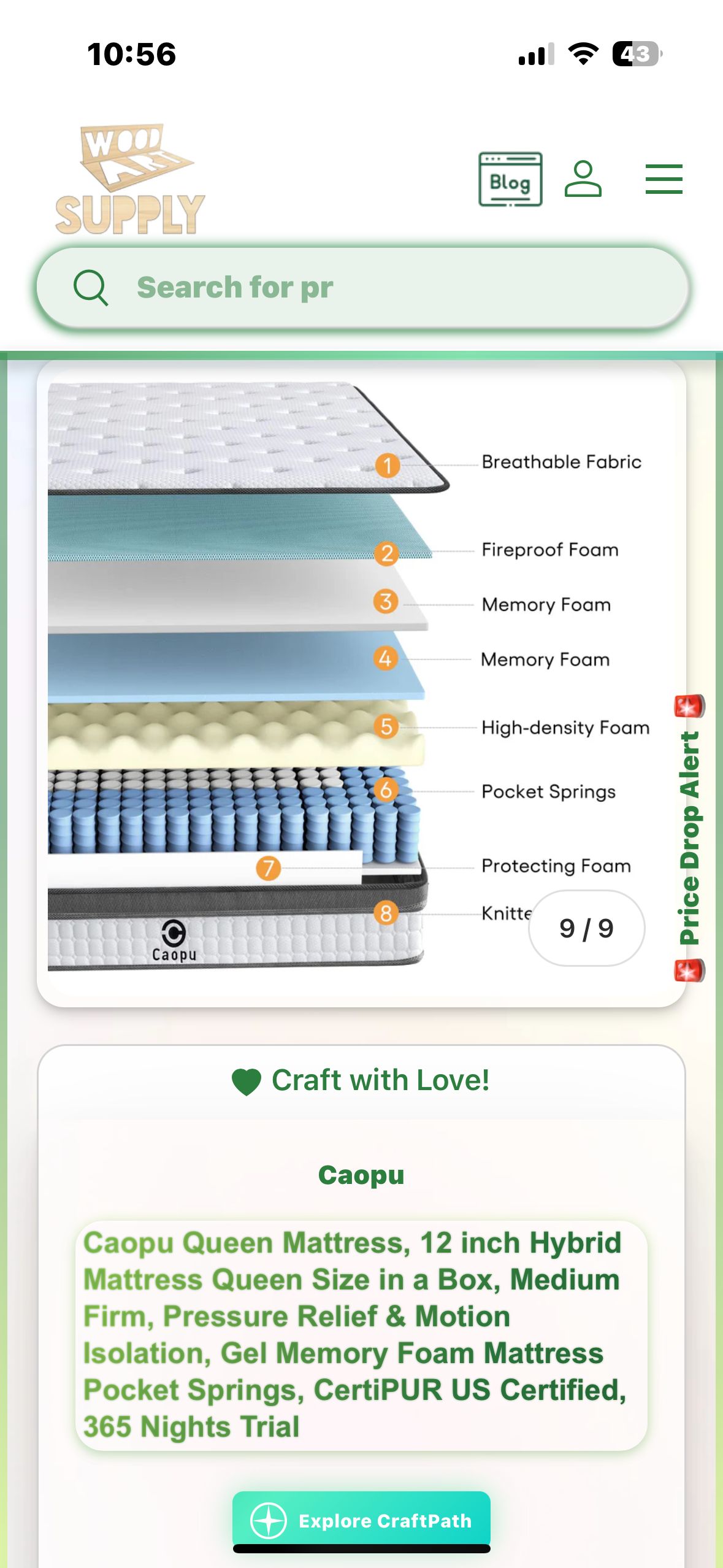 Queen Size Mattress, 12” (B1096)