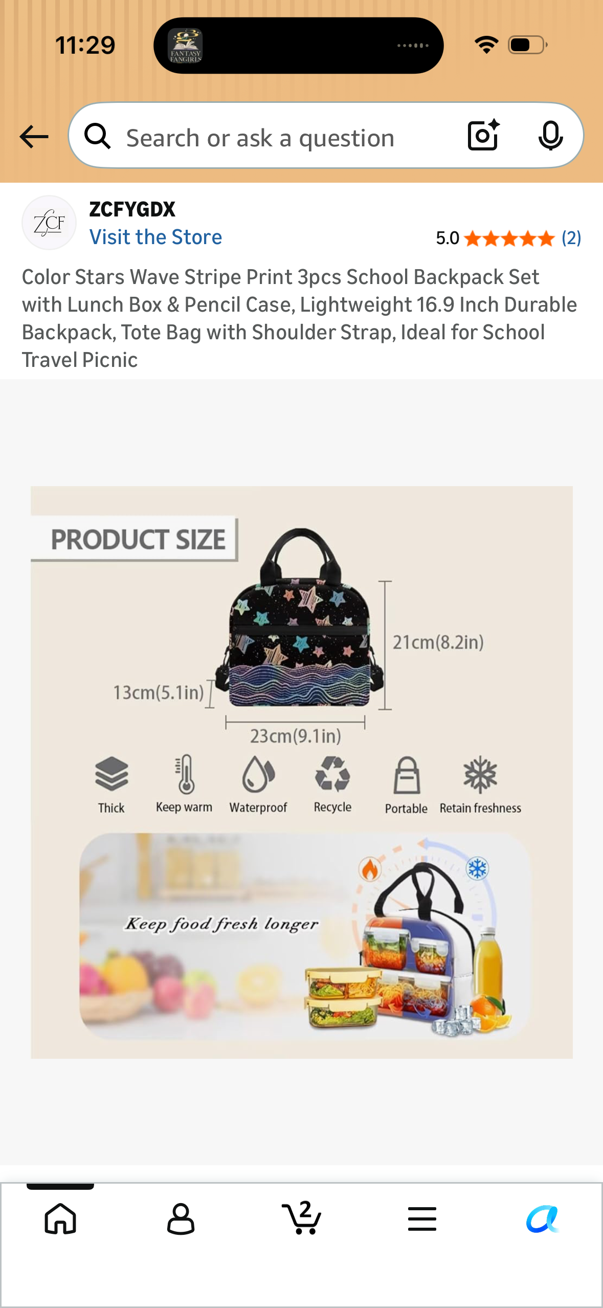 Color Stars Wave Stripe Print 3pcs School Backpack Set with Lunch Box & Pencil Case, Lightweight 16.9 Inch Durable Backpack, Tote Bag with Shoulder Strap, Ideal for School Travel Picnic