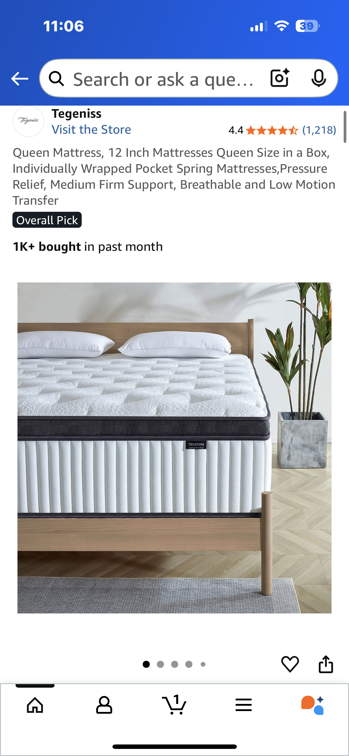 Queen Size Mattress, 12” (B1097)