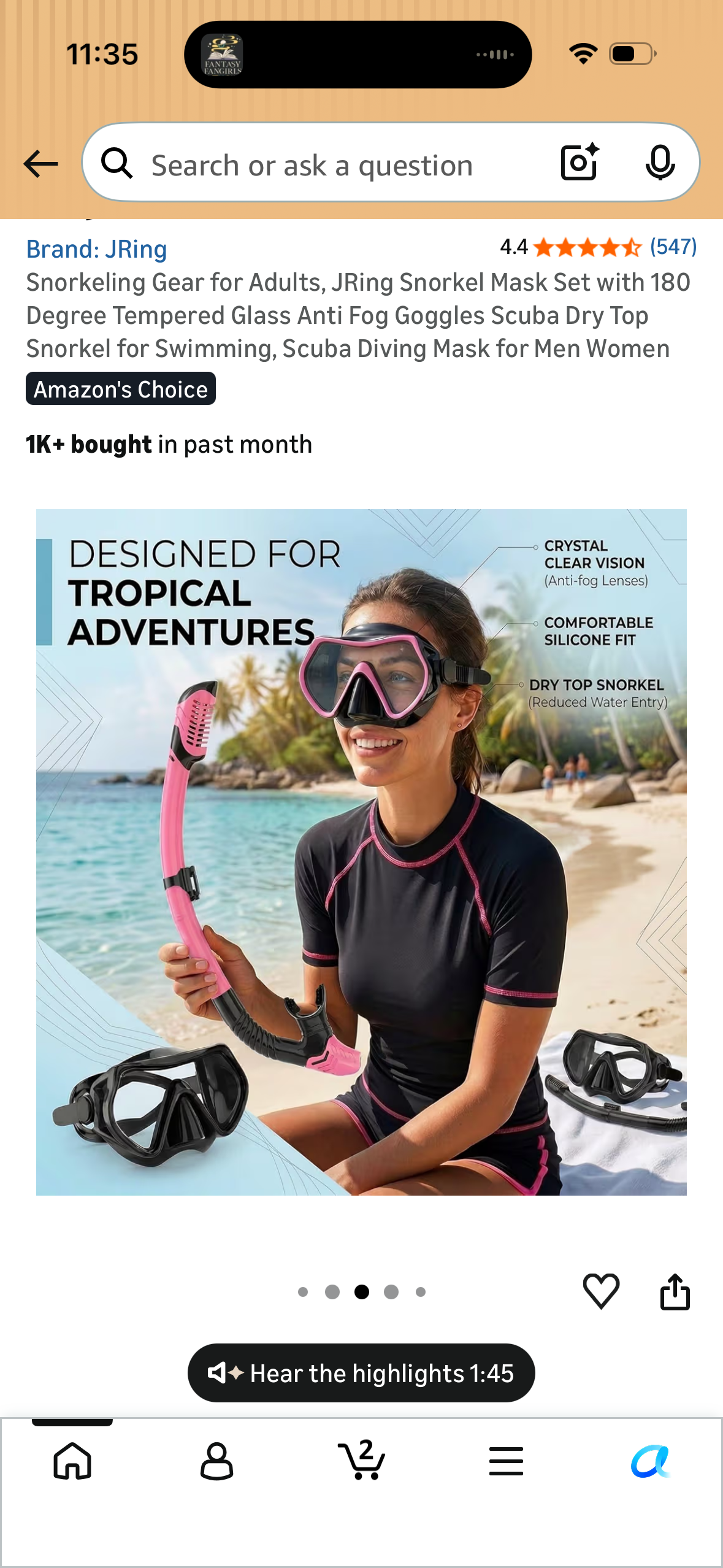 Snorkeling Gear for Adults, JRing Snorkel Mask Set with 180 Degree Tempered Glass Anti Fog Goggles Scuba Dry Top Snorkel for Swimming, Scuba Diving Mask for Men Women