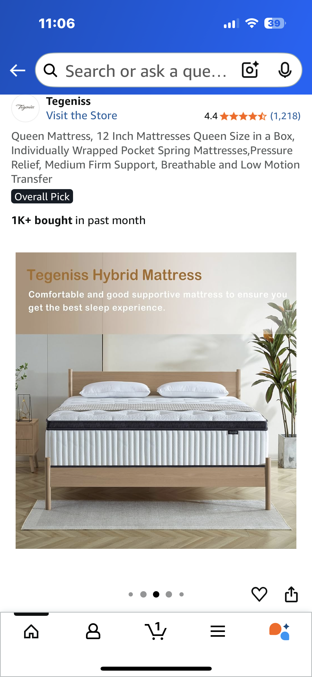 Queen Size Mattress, 12” (B1097)