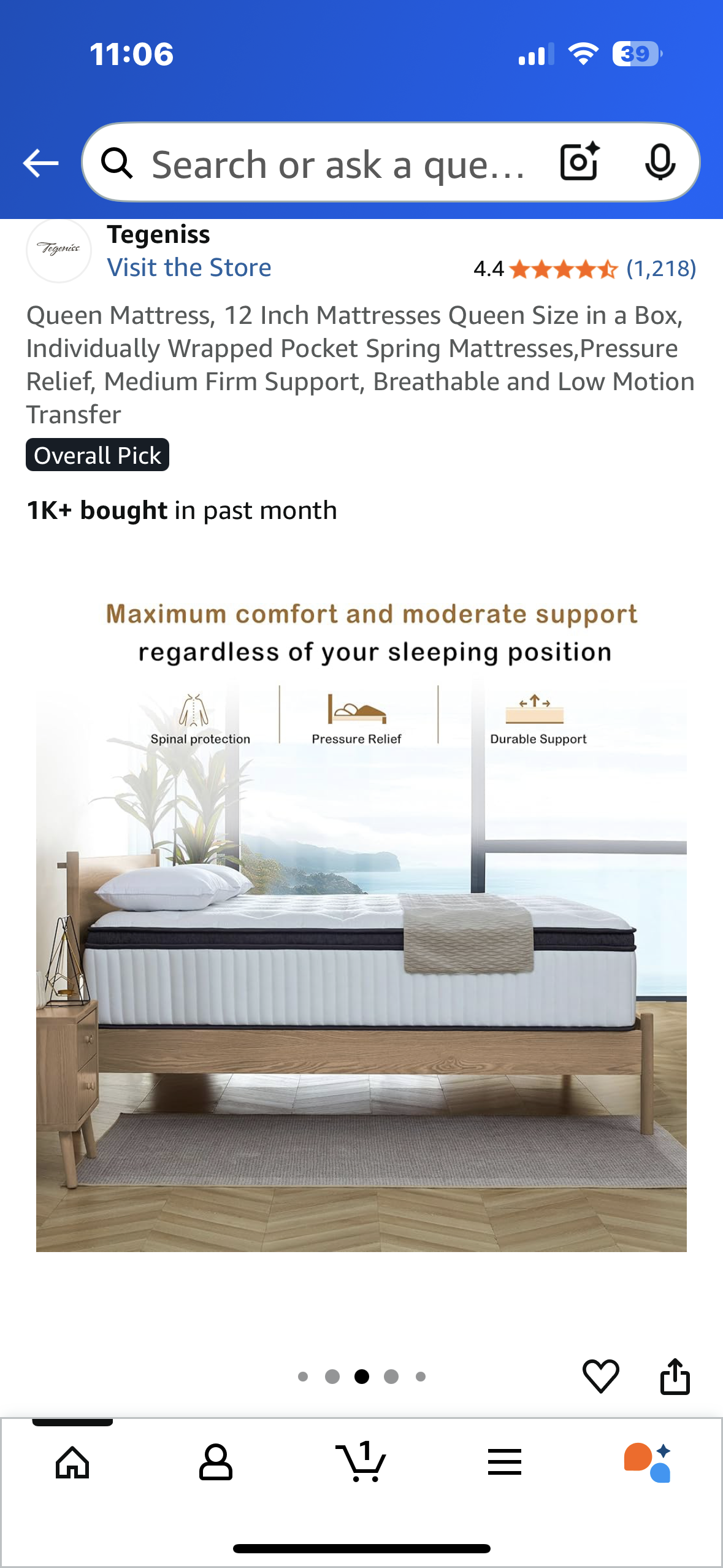 Queen Size Mattress, 12” (B1097)