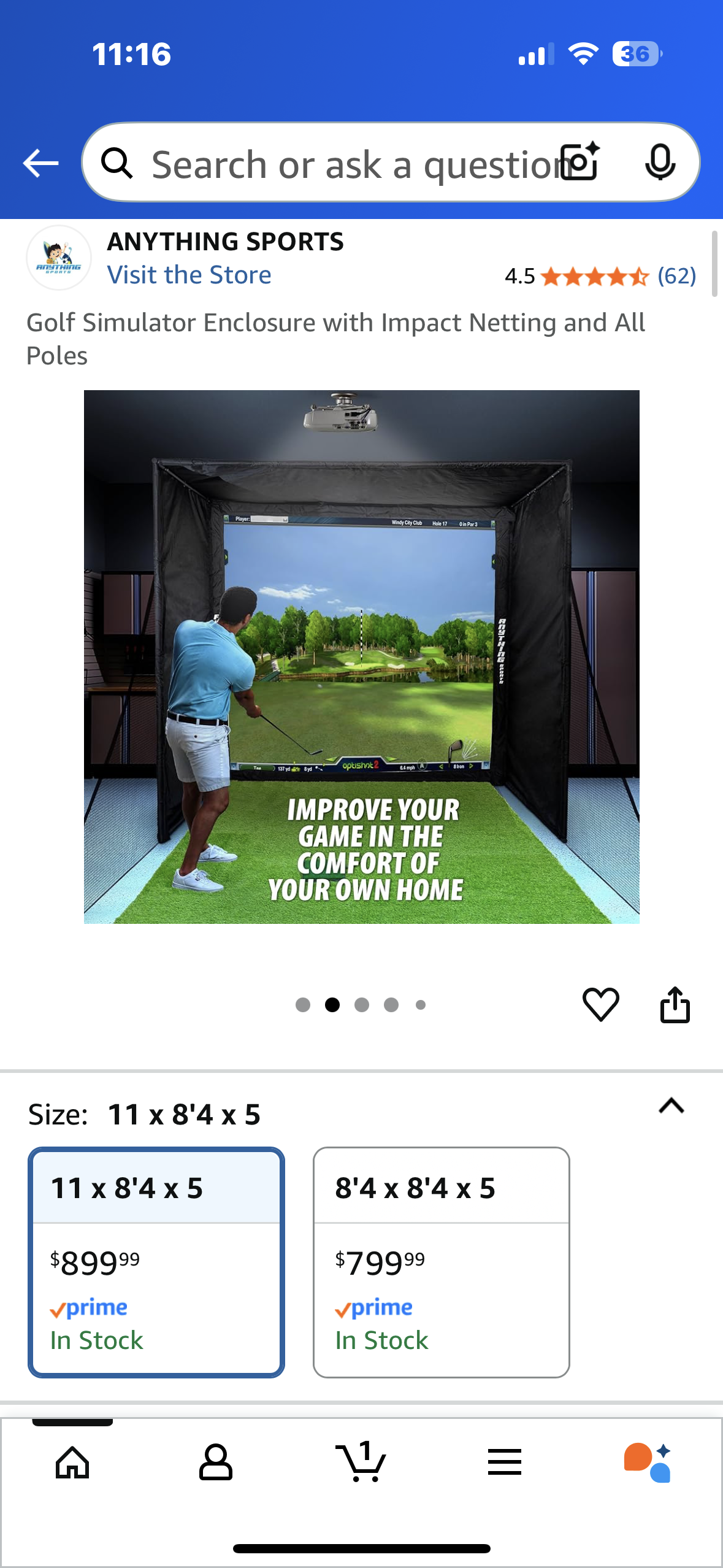 ANYTHING SPORTS Golf Simulator Enclosure with Impact Netting and All Poles (W517)