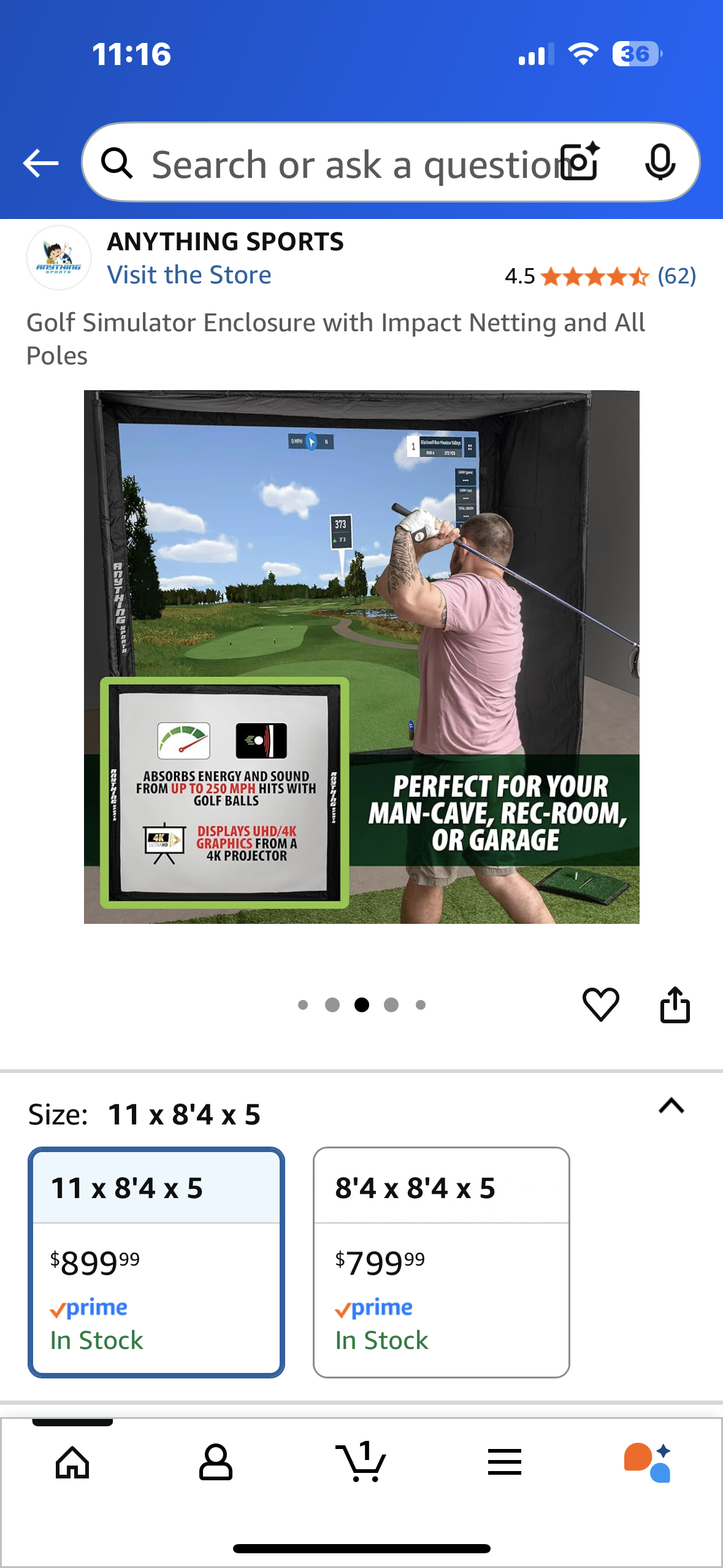 ANYTHING SPORTS Golf Simulator Enclosure with Impact Netting and All Poles (W517)