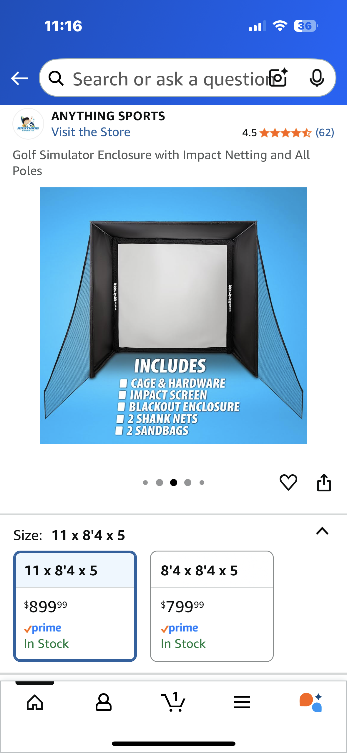 ANYTHING SPORTS Golf Simulator Enclosure with Impact Netting and All Poles (W517)