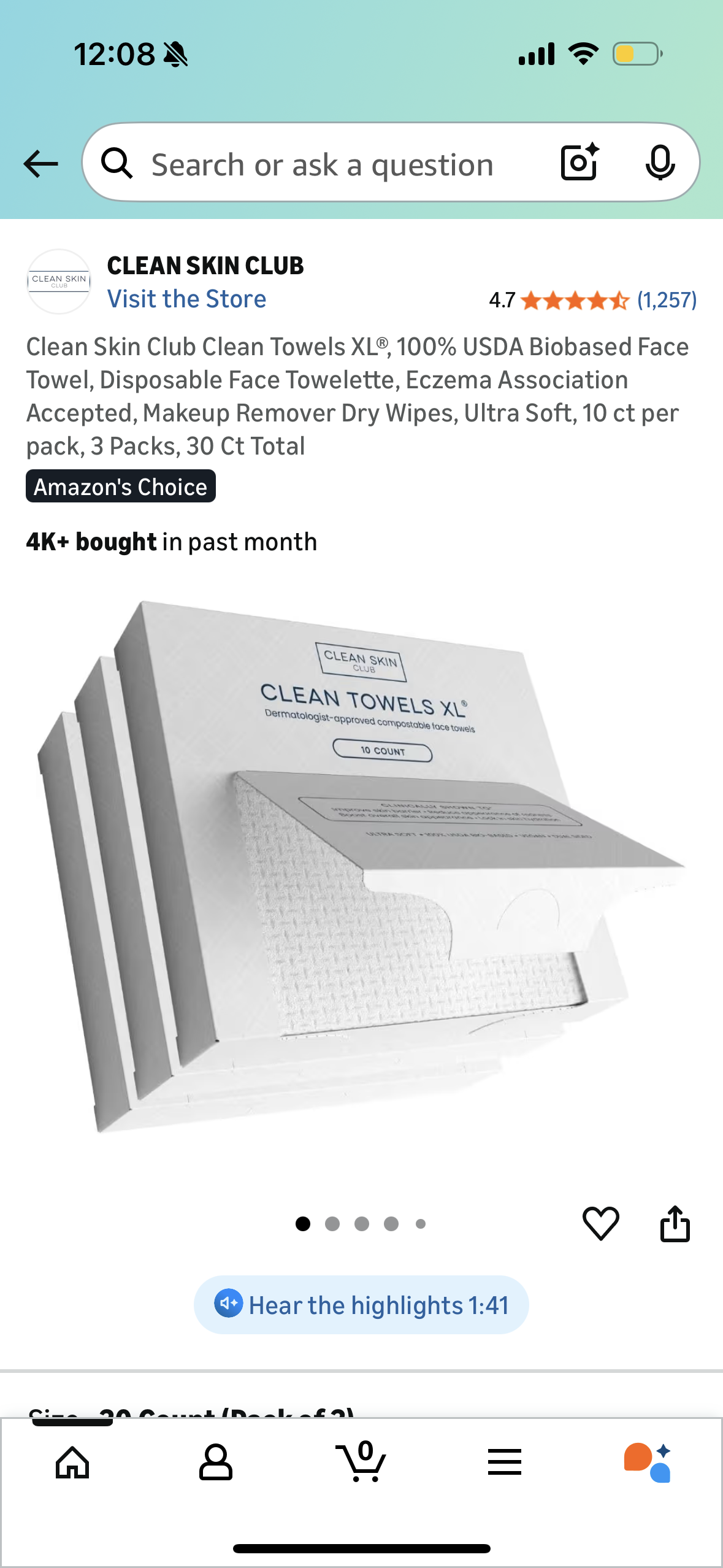 Clean Skin Club Clean Towels XL®, 100% USDA Biobased Face Towel, Disposable Face Towelette, Eczema Association Accepted, Makeup Remover Dry Wipes, Ultra Soft, 10 ct per pack, 3 Packs, 30 Ct Total