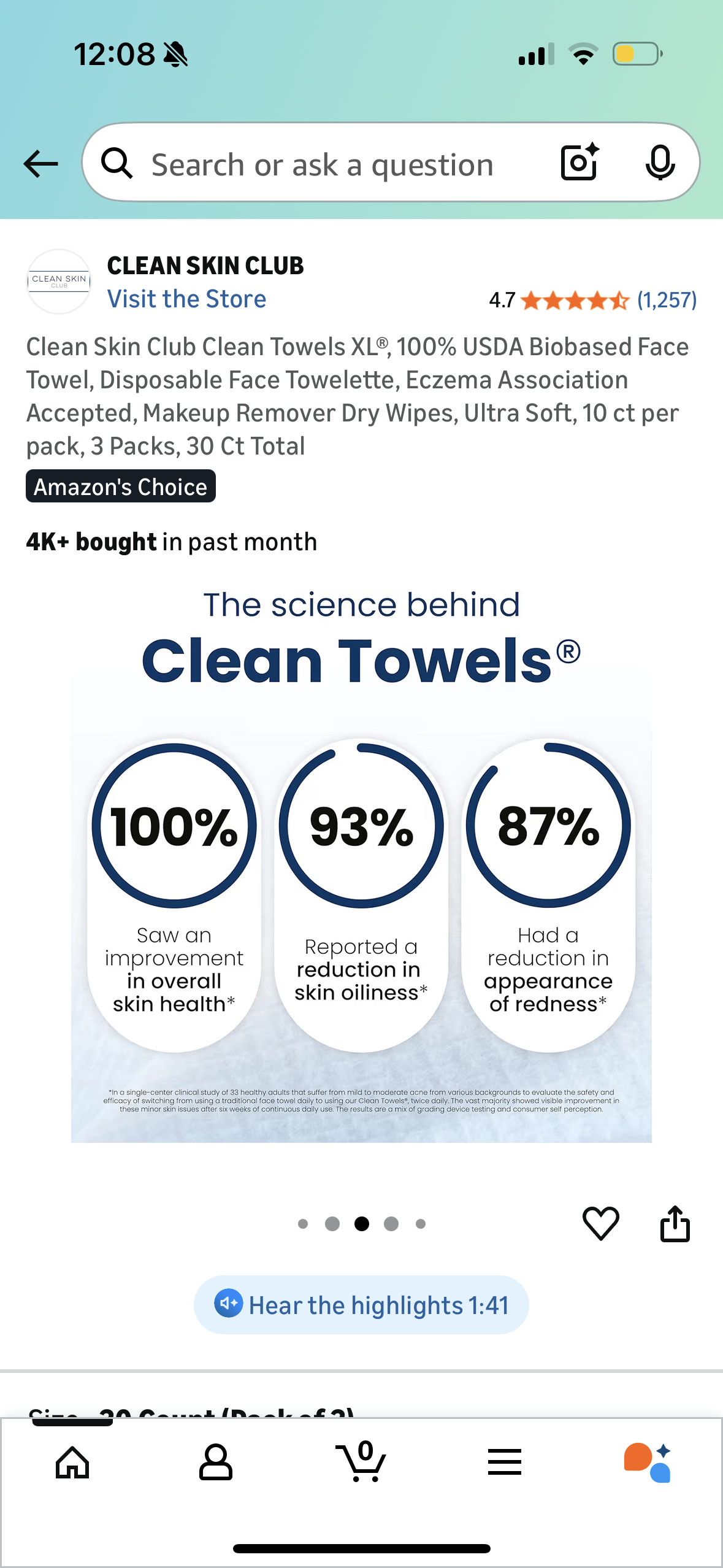 Clean Skin Club Clean Towels XL®, 100% USDA Biobased Face Towel, Disposable Face Towelette, Eczema Association Accepted, Makeup Remover Dry Wipes, Ultra Soft, 10 ct per pack, 3 Packs, 30 Ct Total