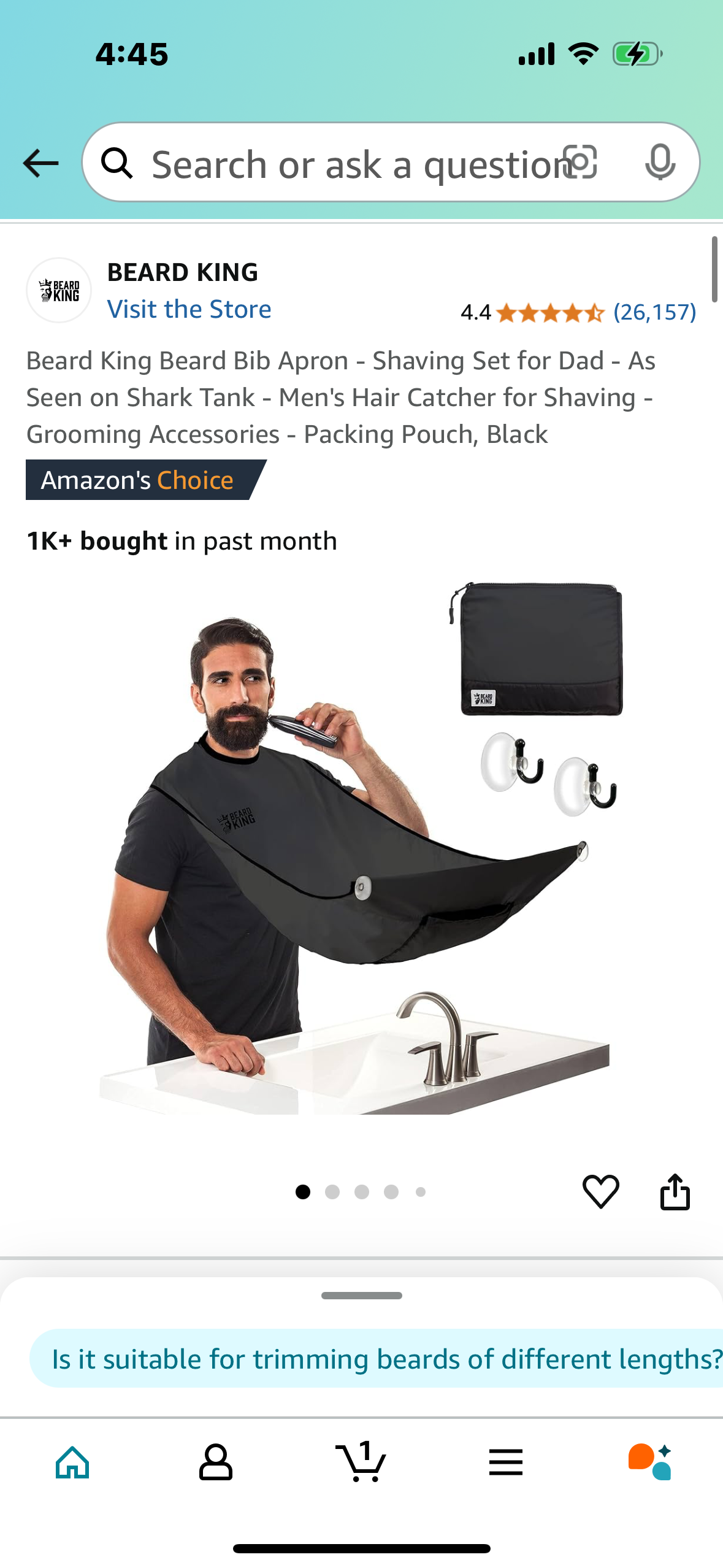 Beard King Beard Bib Apron - Shaving Set for Dad - As Seen on Shark Tank - Men's Hair Catcher for Shaving - Grooming Accessories - Packing Pouch, Black Amazon's