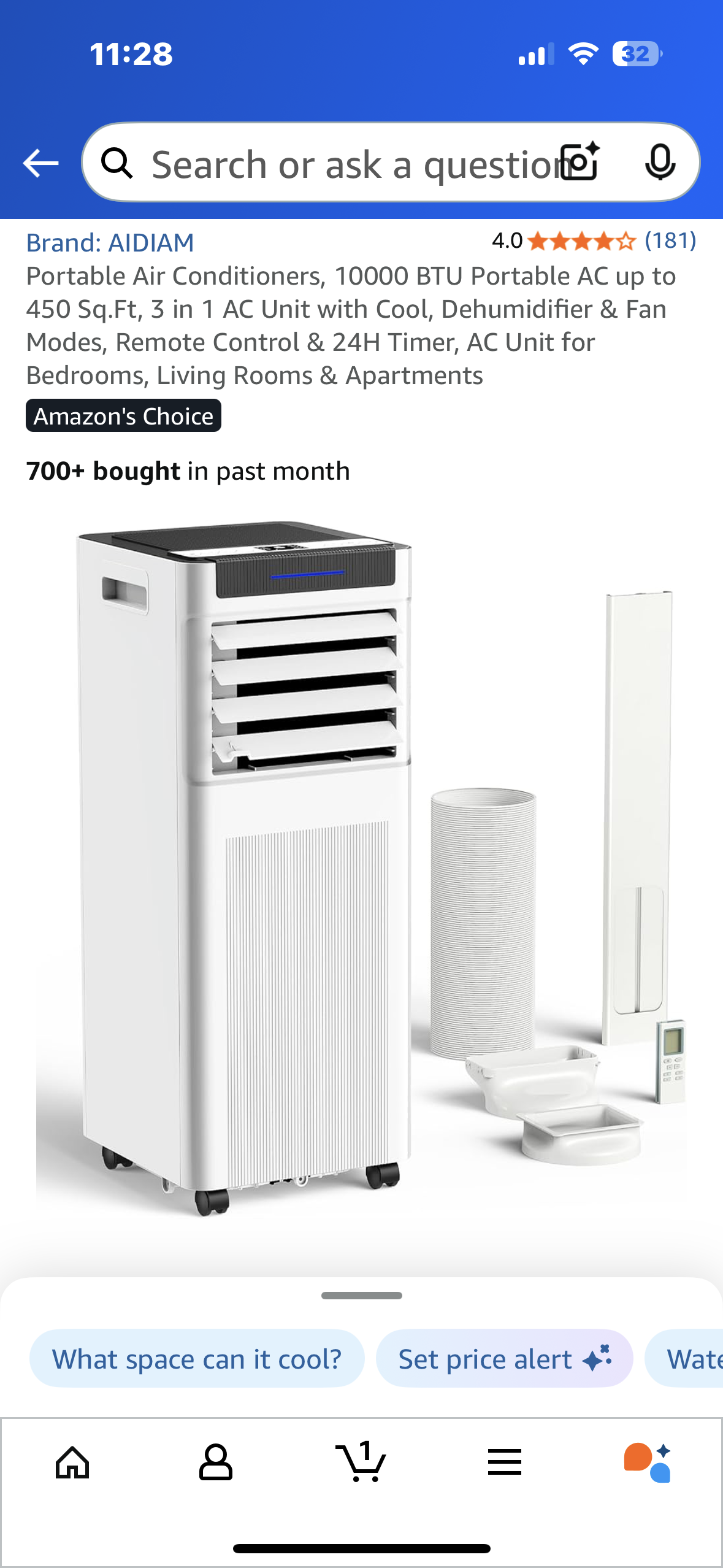 Portable Air Conditioner, 10000 BTU up to 450 Sq.Ft, 3 in 1 AC Unit with Cool, Dehumidifier & Fan Modes, Remote Control & 24H Timer, AC Unit for Bedrooms, Living Rooms & Apartments (R685)