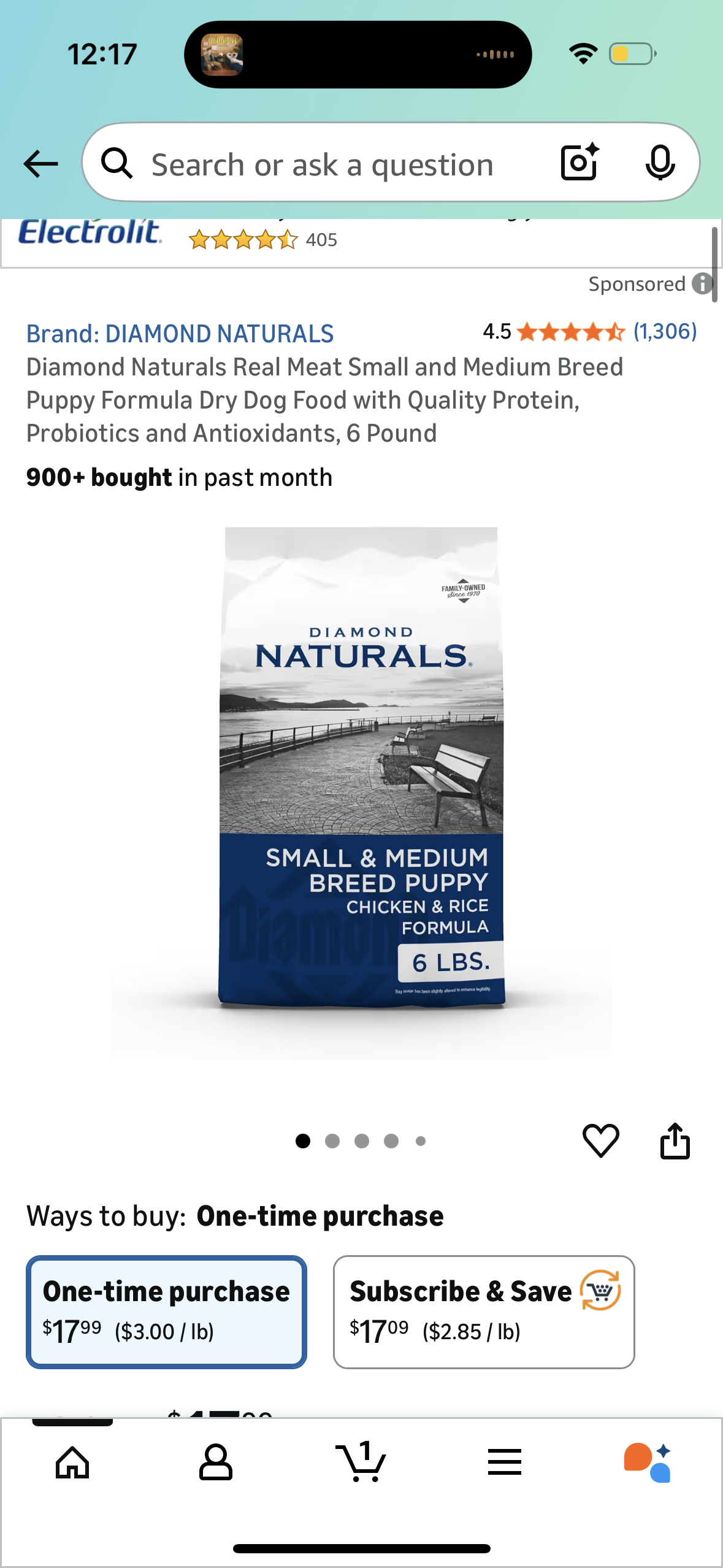 Diamond Naturals Real Meat Small and Medium Breed Puppy Formula Dry Dog Food with Quality Protein, Probiotics and Antioxidants, 6 Pound