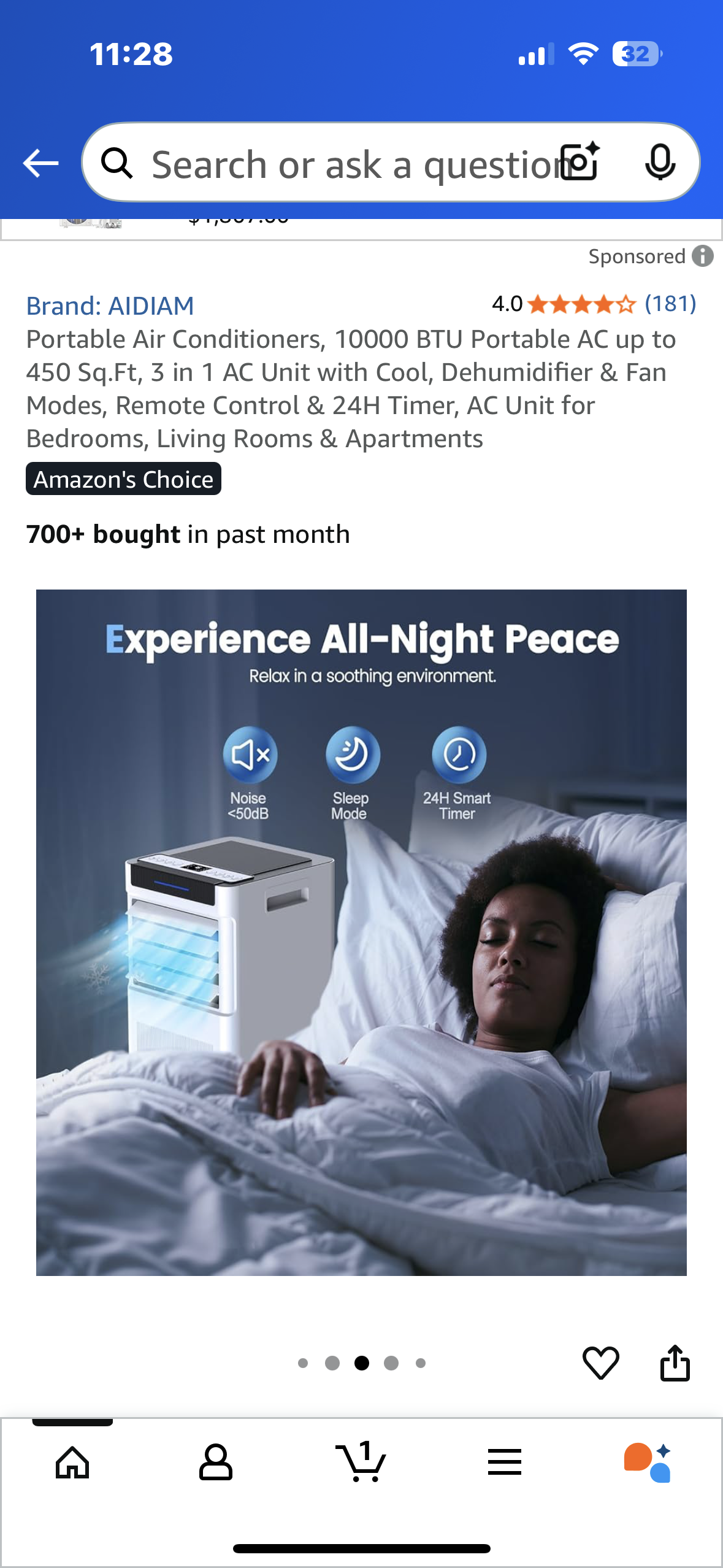 Portable Air Conditioner, 10000 BTU up to 450 Sq.Ft, 3 in 1 AC Unit with Cool, Dehumidifier & Fan Modes, Remote Control & 24H Timer, AC Unit for Bedrooms, Living Rooms & Apartments (R685)