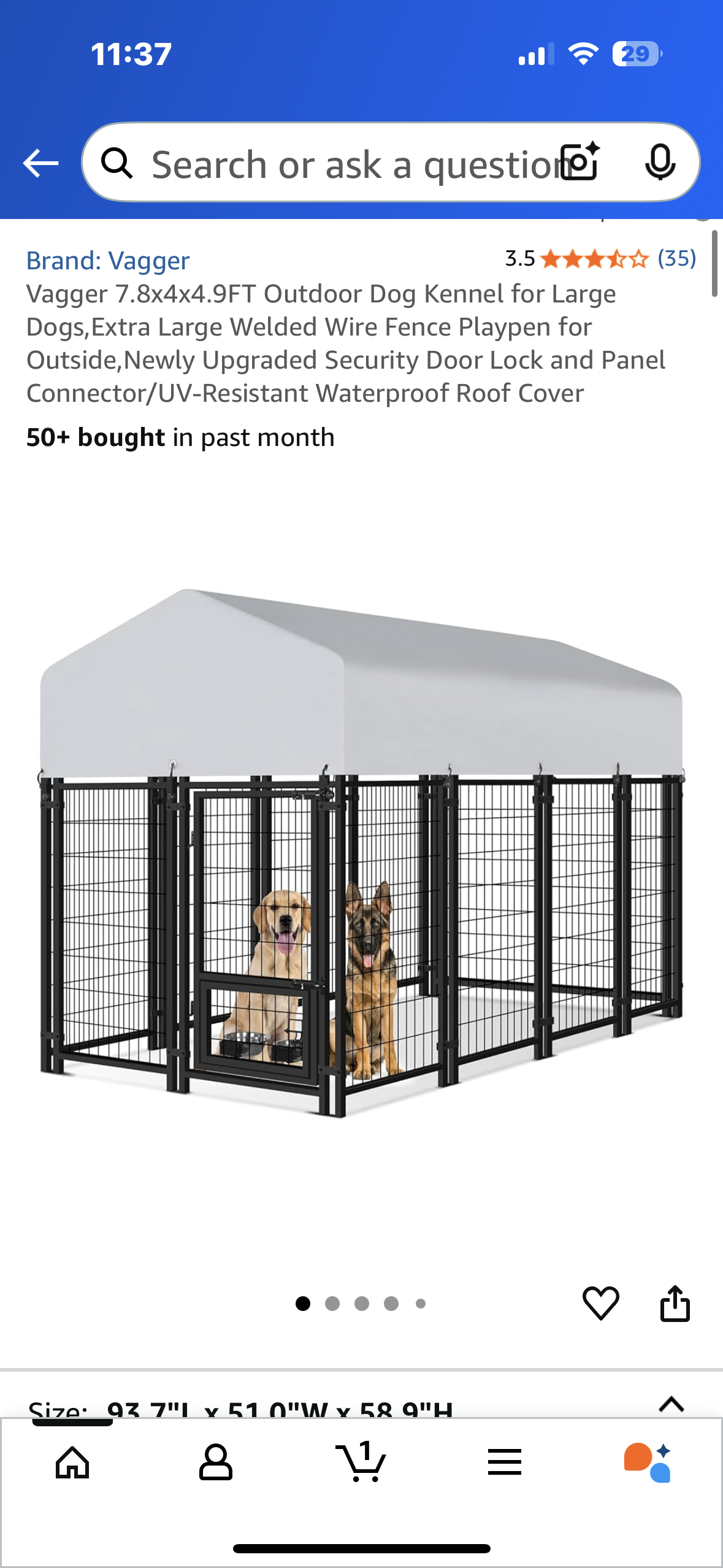 Vagger 7.8x4x4.9FT Outdoor Dog Kennel for Large Dogs,Extra Large Welded Wire Fence Playpen for Outside, Security Door Lock and Panel Connector/UV-Resistant Waterproof Roof Cover (R686)