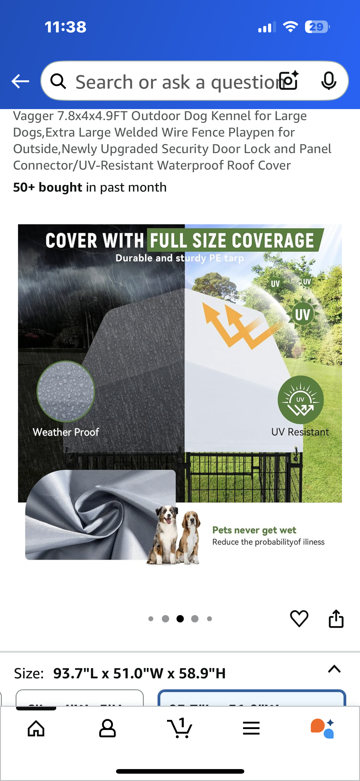 Vagger 7.8x4x4.9FT Outdoor Dog Kennel for Large Dogs,Extra Large Welded Wire Fence Playpen for Outside, Security Door Lock and Panel Connector/UV-Resistant Waterproof Roof Cover (R686)