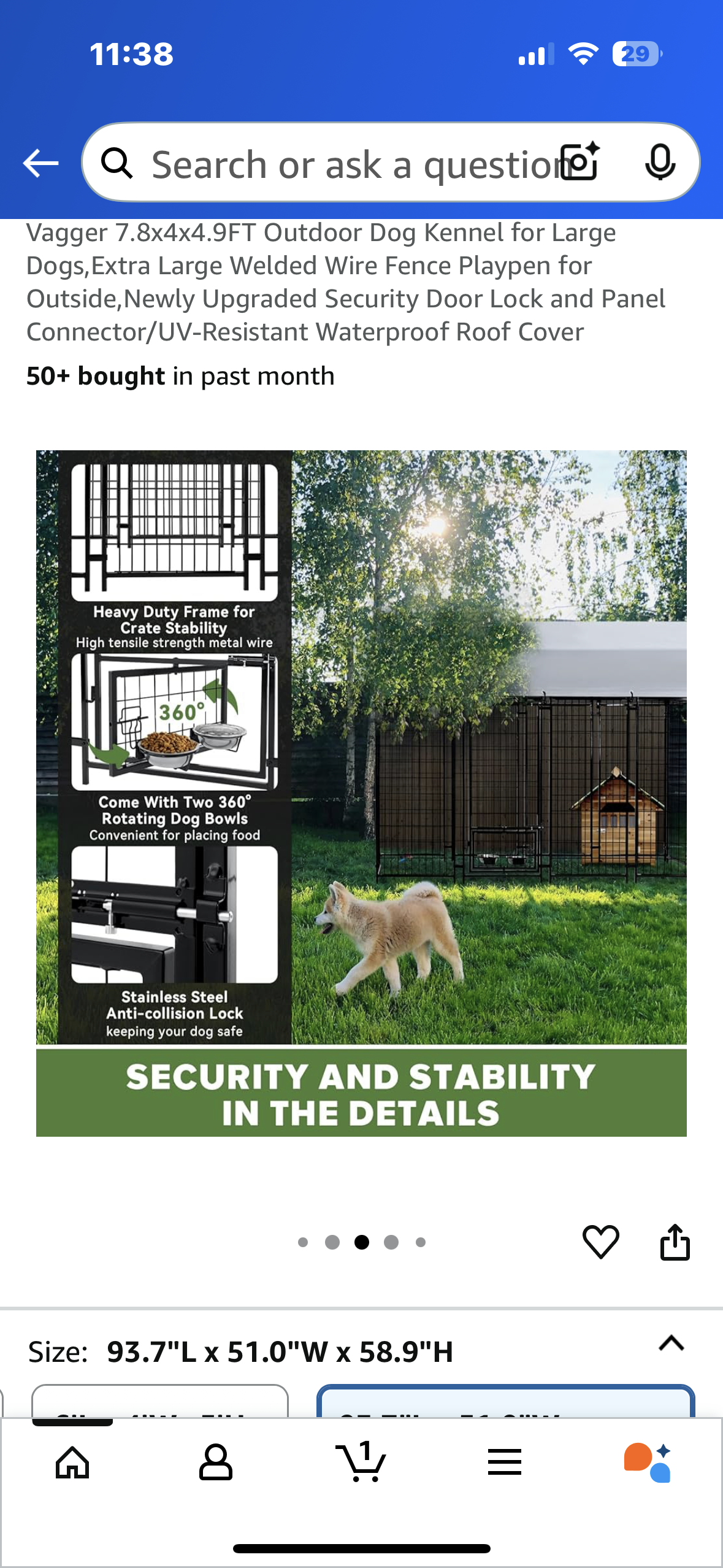 Vagger 7.8x4x4.9FT Outdoor Dog Kennel for Large Dogs,Extra Large Welded Wire Fence Playpen for Outside, Security Door Lock and Panel Connector/UV-Resistant Waterproof Roof Cover (R686)