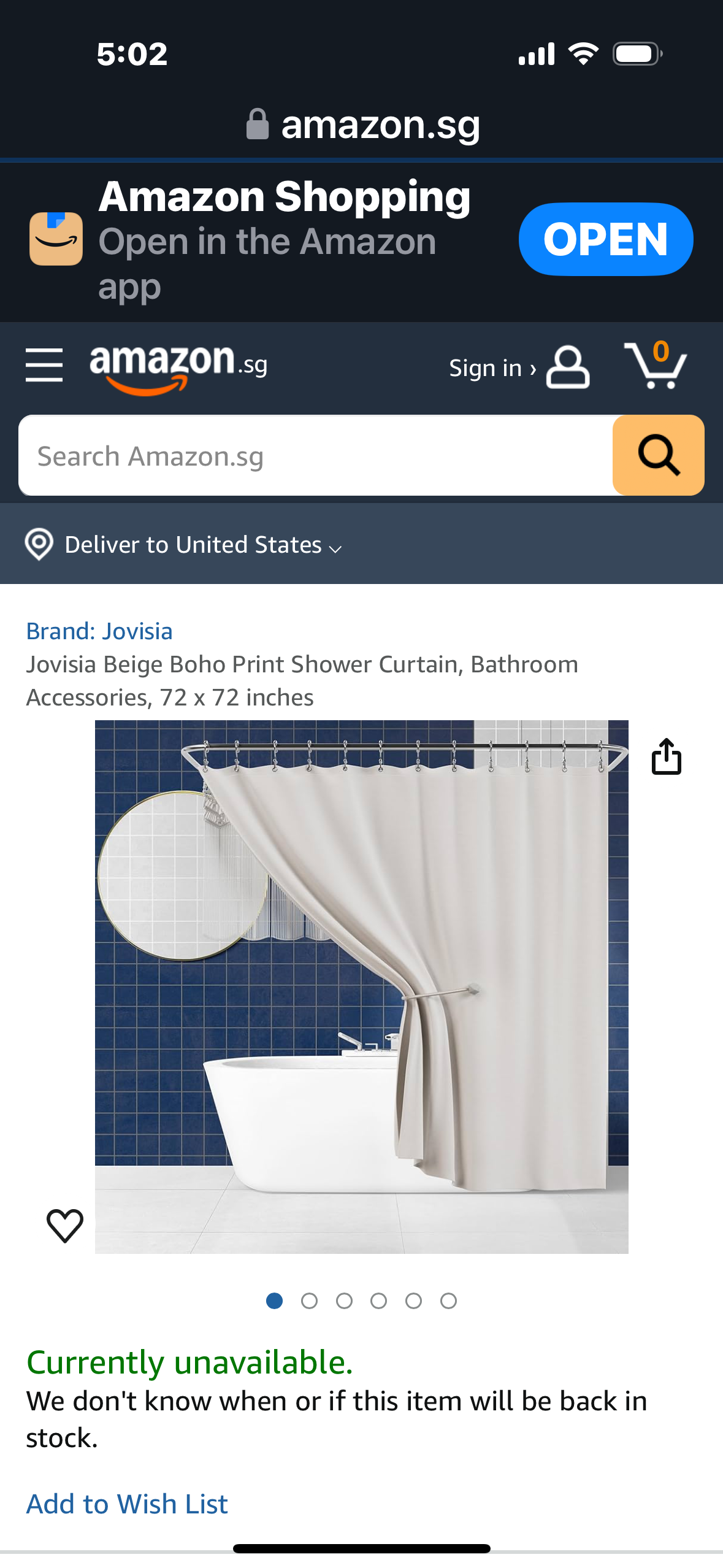Jovisia Beige Boho Print Shower Curtain, 72 x 72 inches, Grey