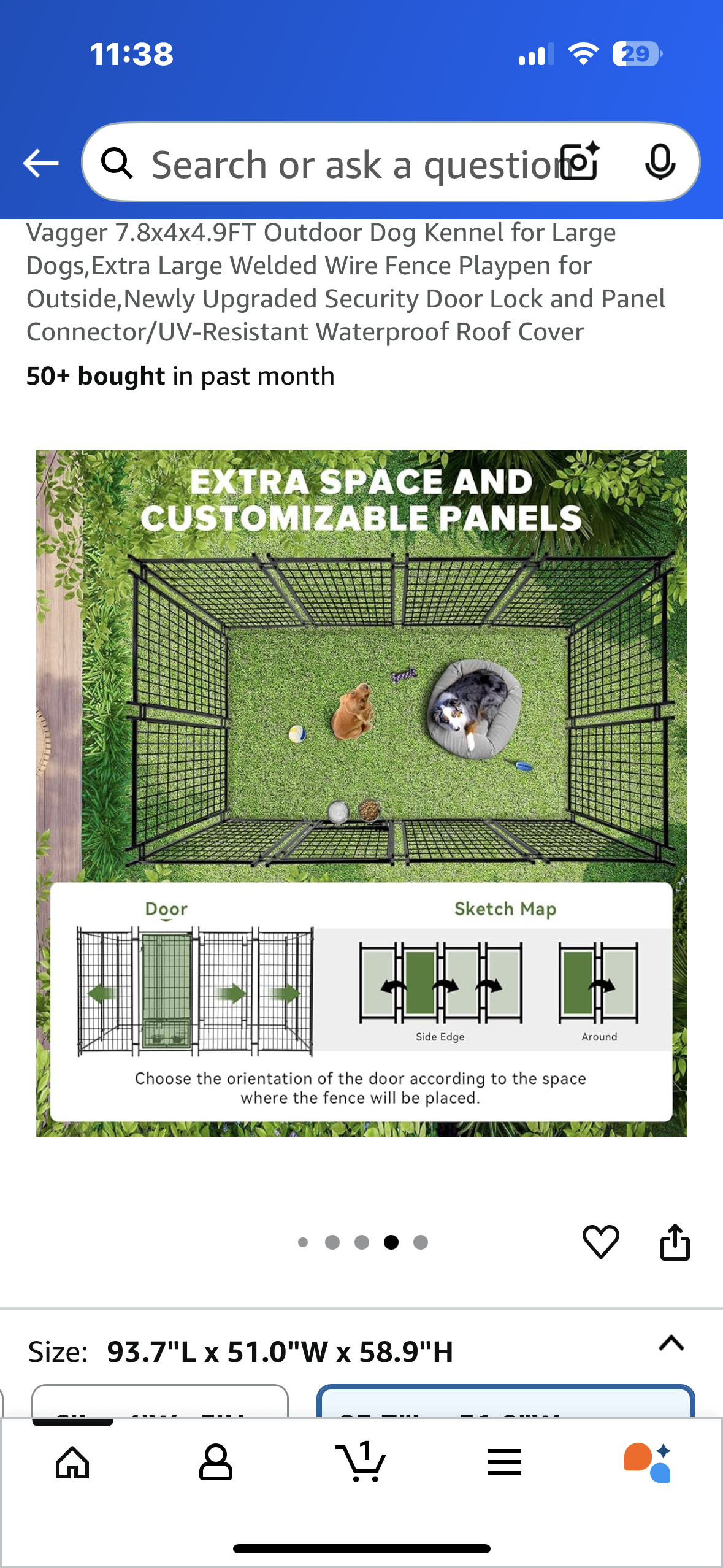 Vagger 7.8x4x4.9FT Outdoor Dog Kennel for Large Dogs,Extra Large Welded Wire Fence Playpen for Outside, Security Door Lock and Panel Connector/UV-Resistant Waterproof Roof Cover (R686)