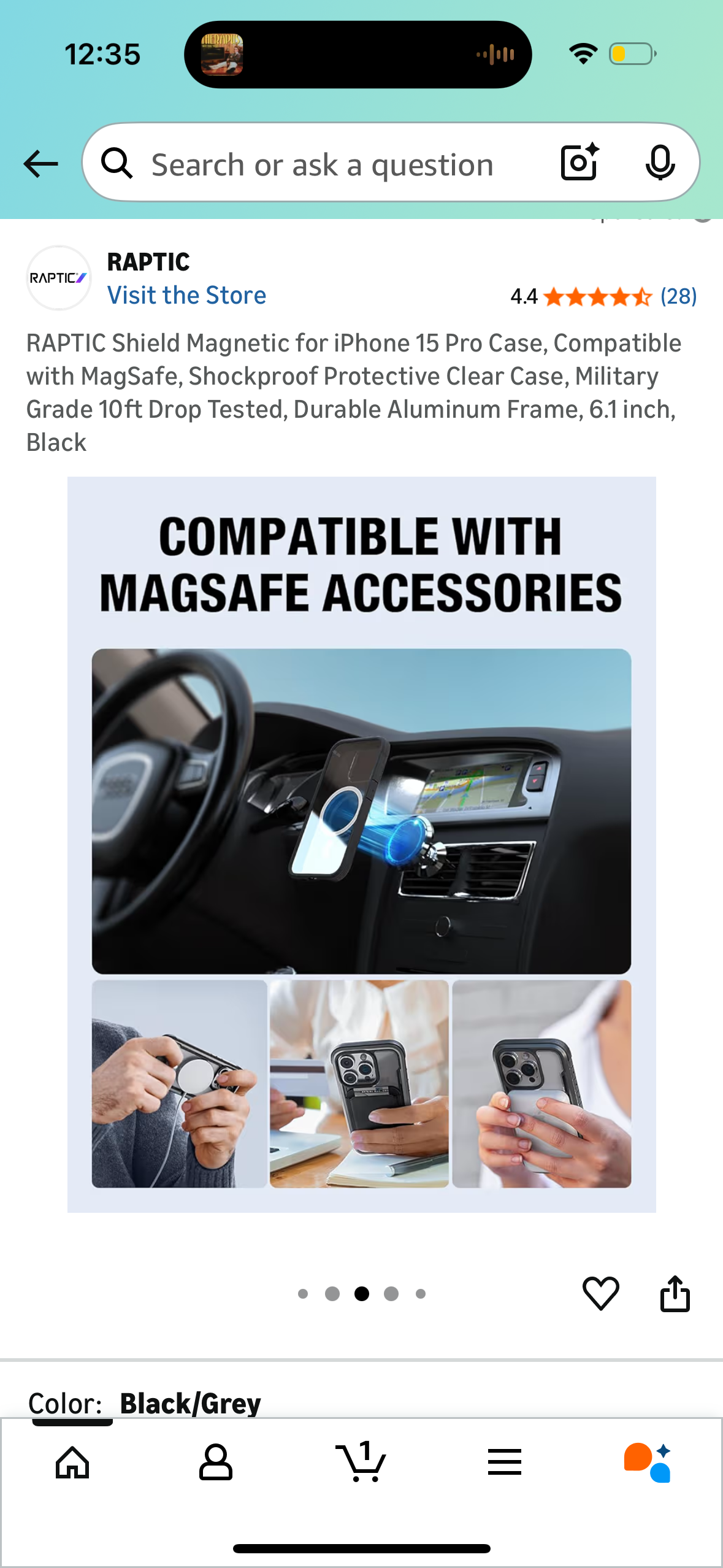 RAPTIC Shield Magnetic for iPhone 15 Pro Max Case, Compatible with MagSafe, Shockproof Protective Clear Case, Military Grade 10ft Drop Tested, Durable Aluminum Frame, 6.7 inch, Black