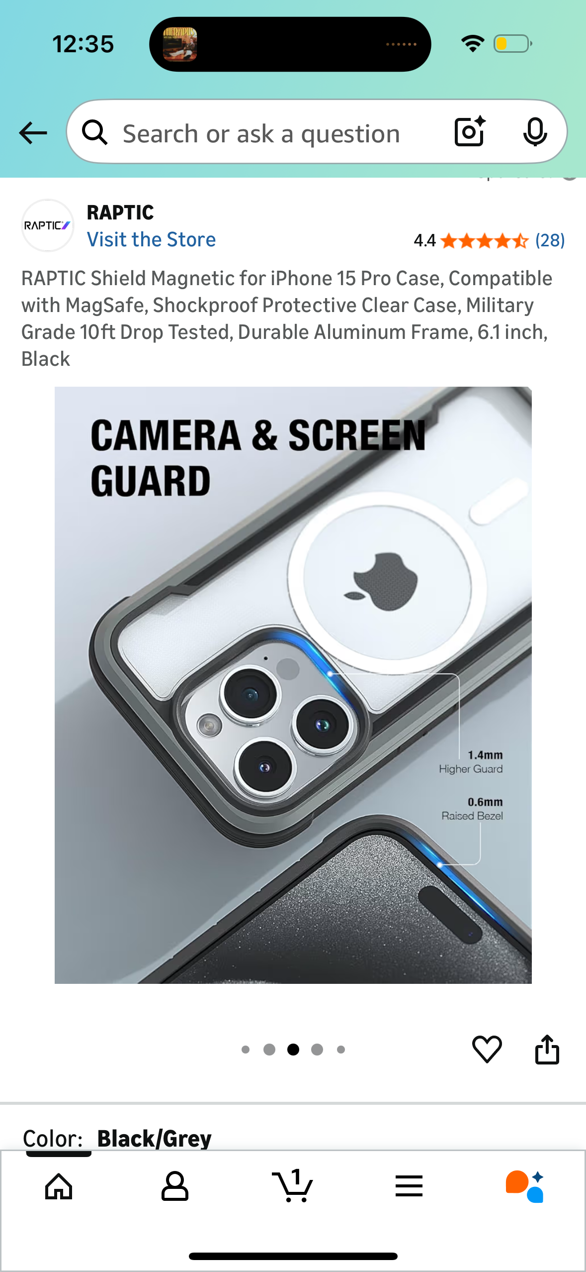 RAPTIC Shield Magnetic for iPhone 15 Pro Case, Compatible with MagSafe, Shockproof Protective Clear Case, Military Grade 10ft Drop Tested, Durable Aluminum Frame, 6.1 inch, Black