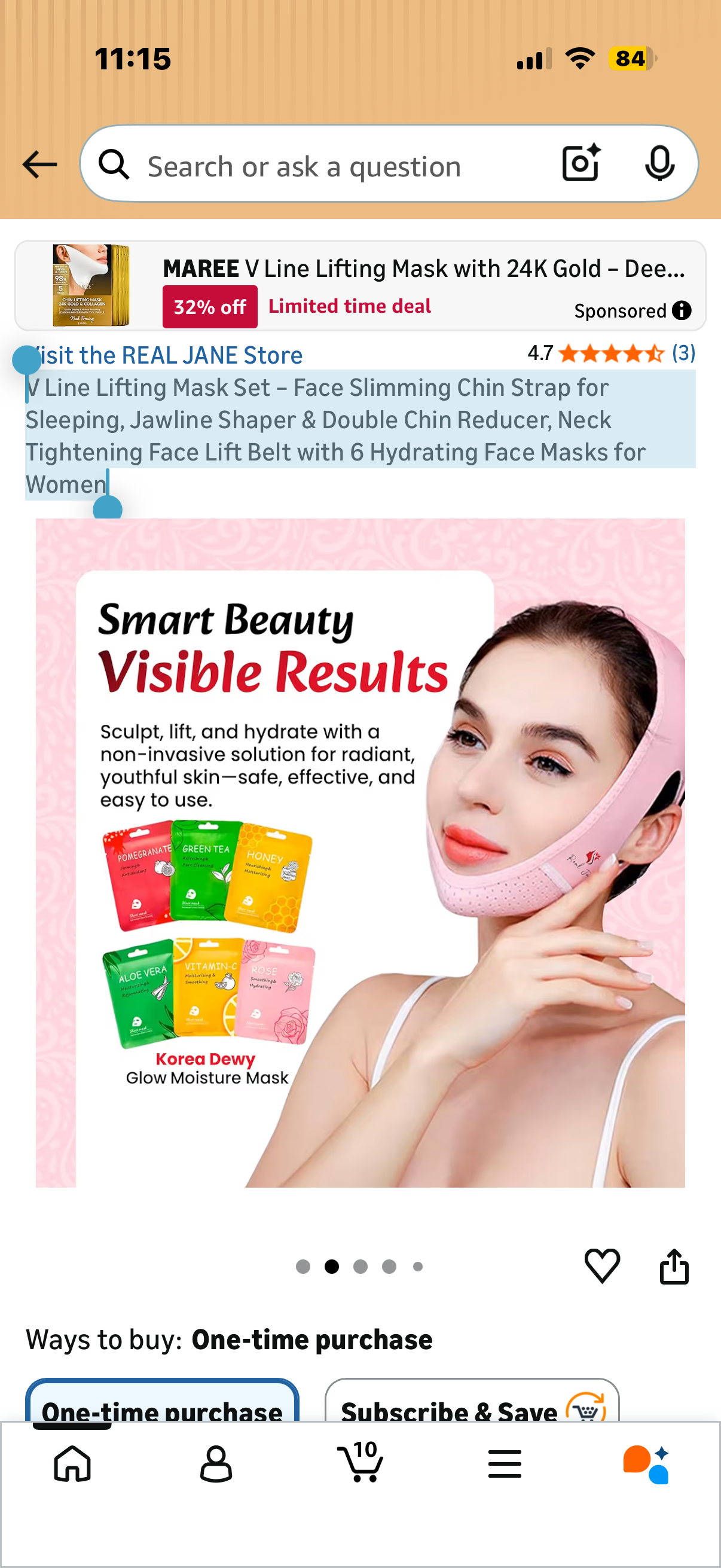 V Line Lifting Mask Set – Face Slimming Chin Strap for Sleeping, Jawline Shaper & Double Chin Reducer, Neck Tightening Face Lift Belt with 6 Hydrating Face Masks for Women