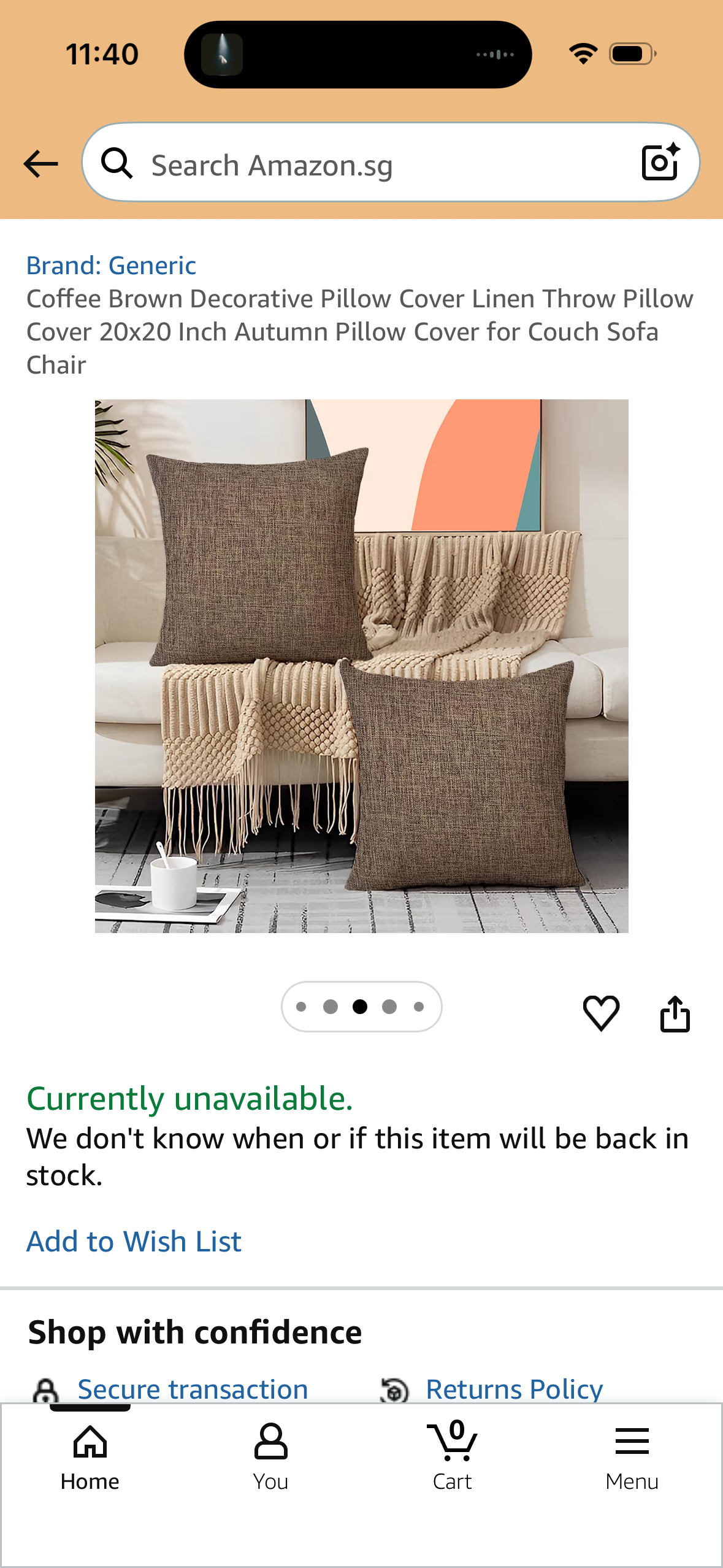 2 Pack Coffee Brown Decorative Pillow Cover Linen Throw Pillow Cover 20x20 Inch Autumn Pillow Cover for Couch Sofa Chair