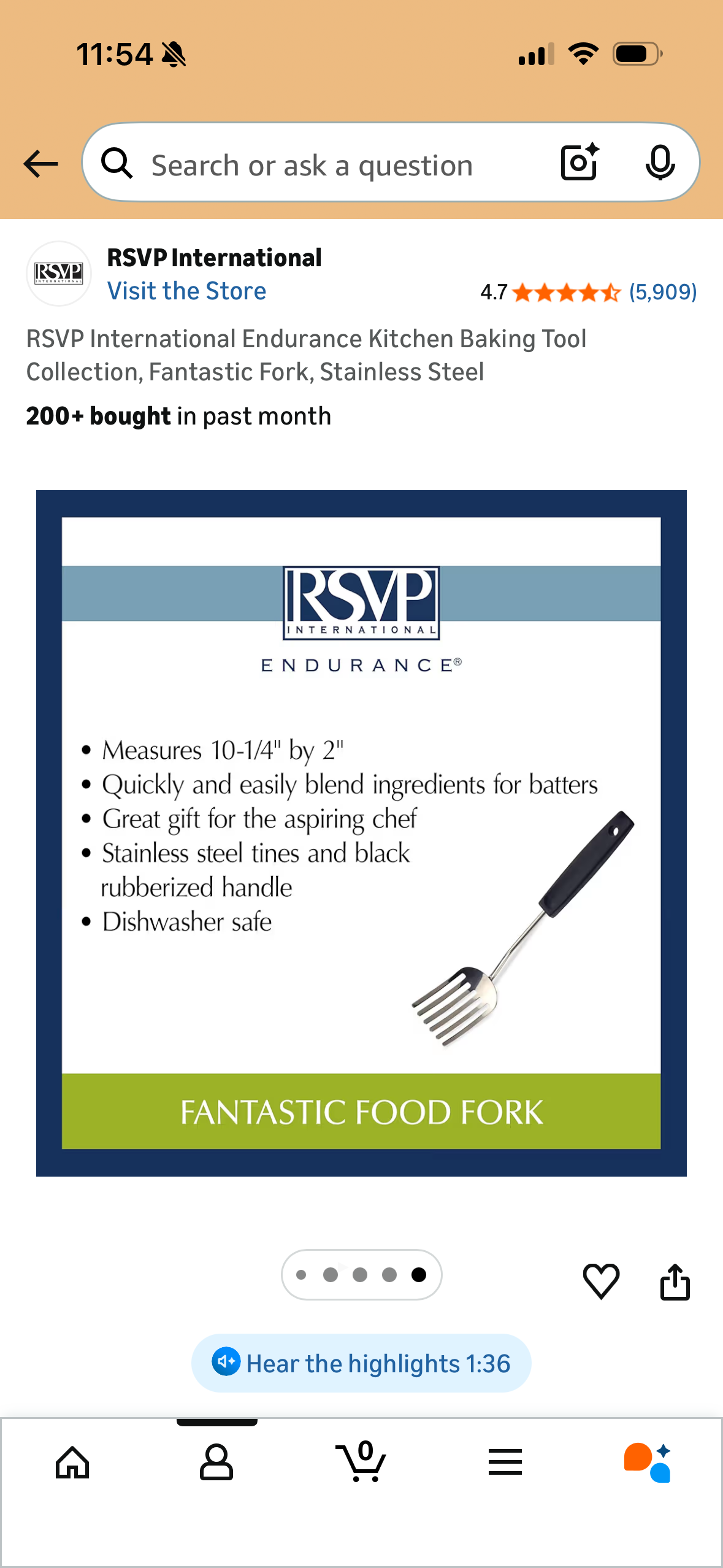 RSVP International Endurance Kitchen Baking Tool Collection, Fantastic Fork, Stainless Steel