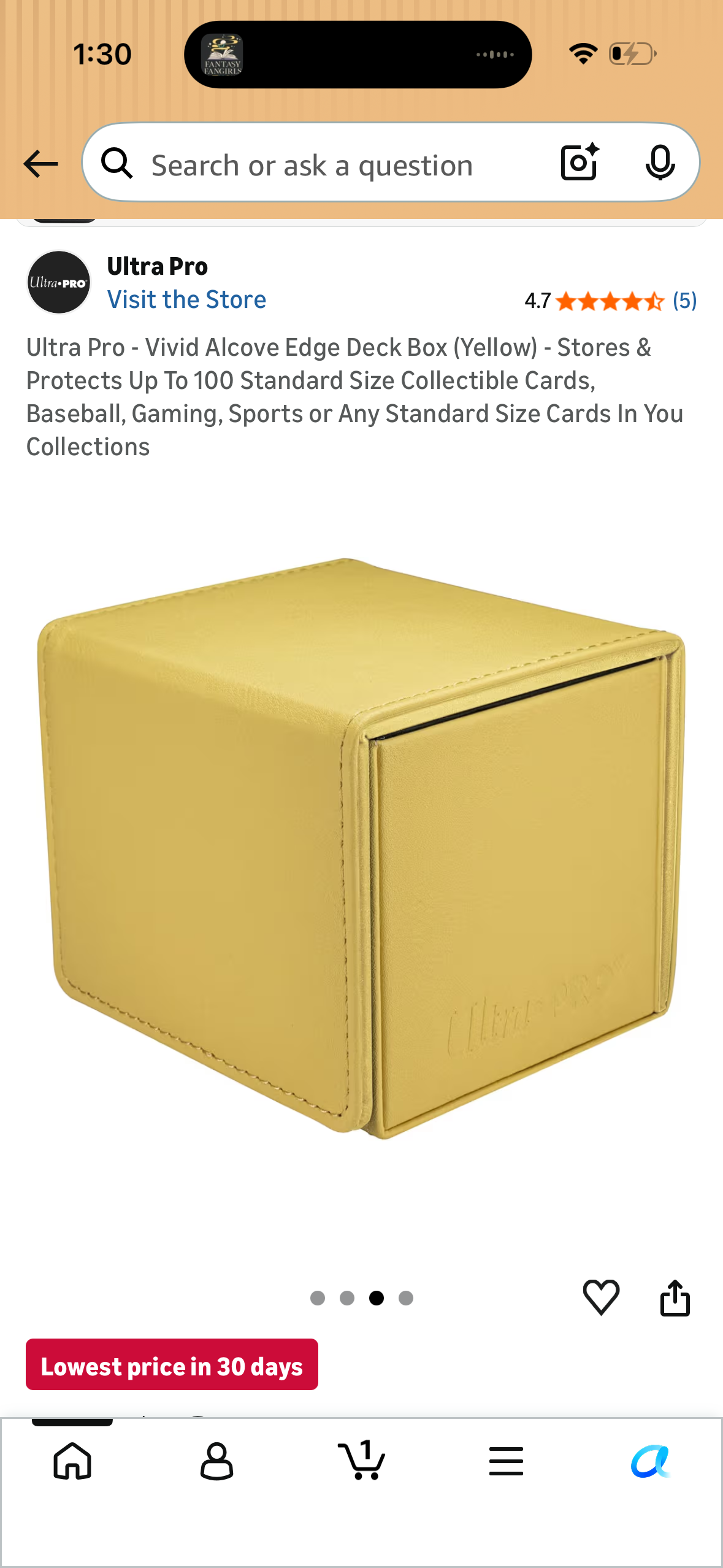 Ultra Pro - Vivid Alcove Edge Deck Box (Yellow) - Stores & Protects Up To 100 Standard Size Collectible Cards, Baseball, Gaming, Sports or Any Standard Size Cards In You Collections