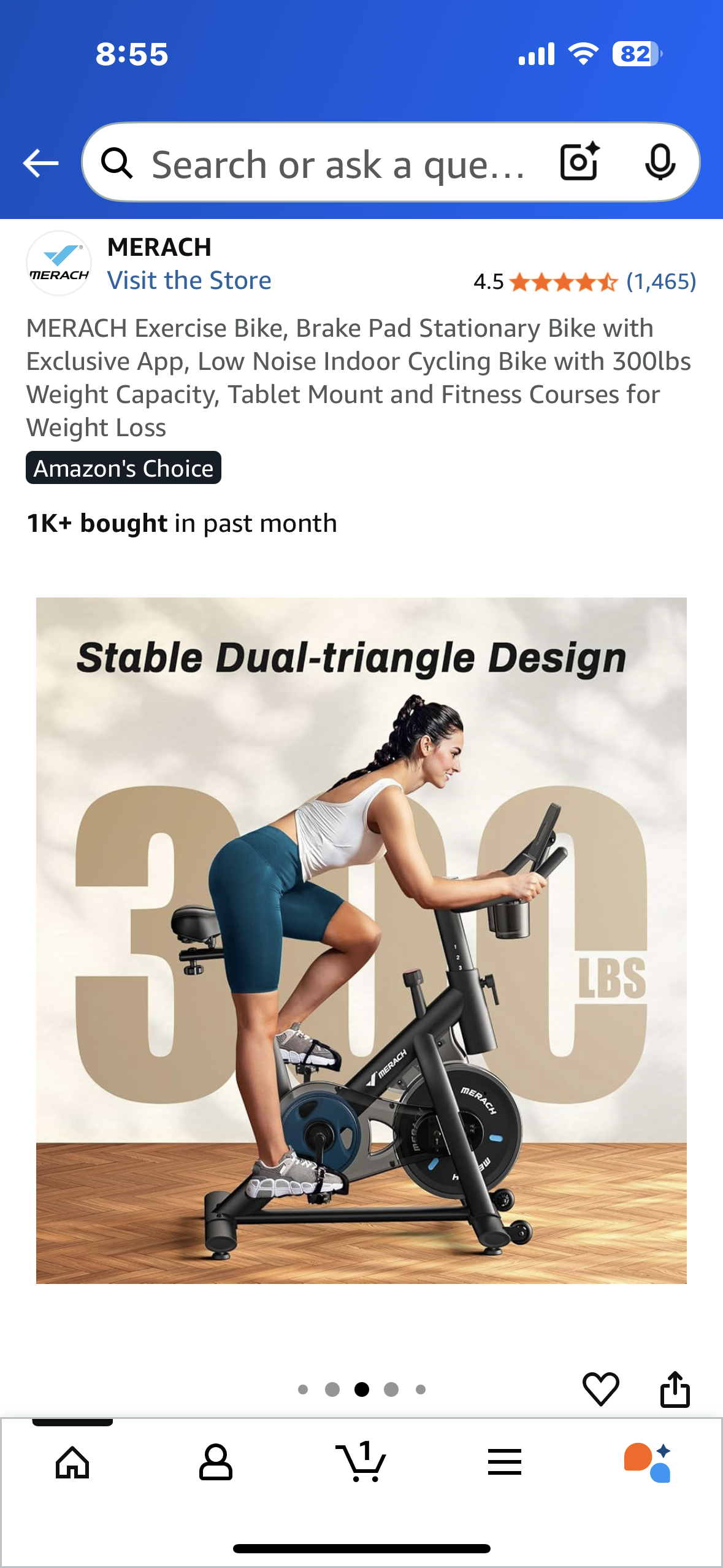 MERACH Stationary Exercise Bike, Low Noise Indoor Cycling Bike with 300lbs Weight Capacity, Tablet Mount and Fitness Courses for Weight Loss (W517))