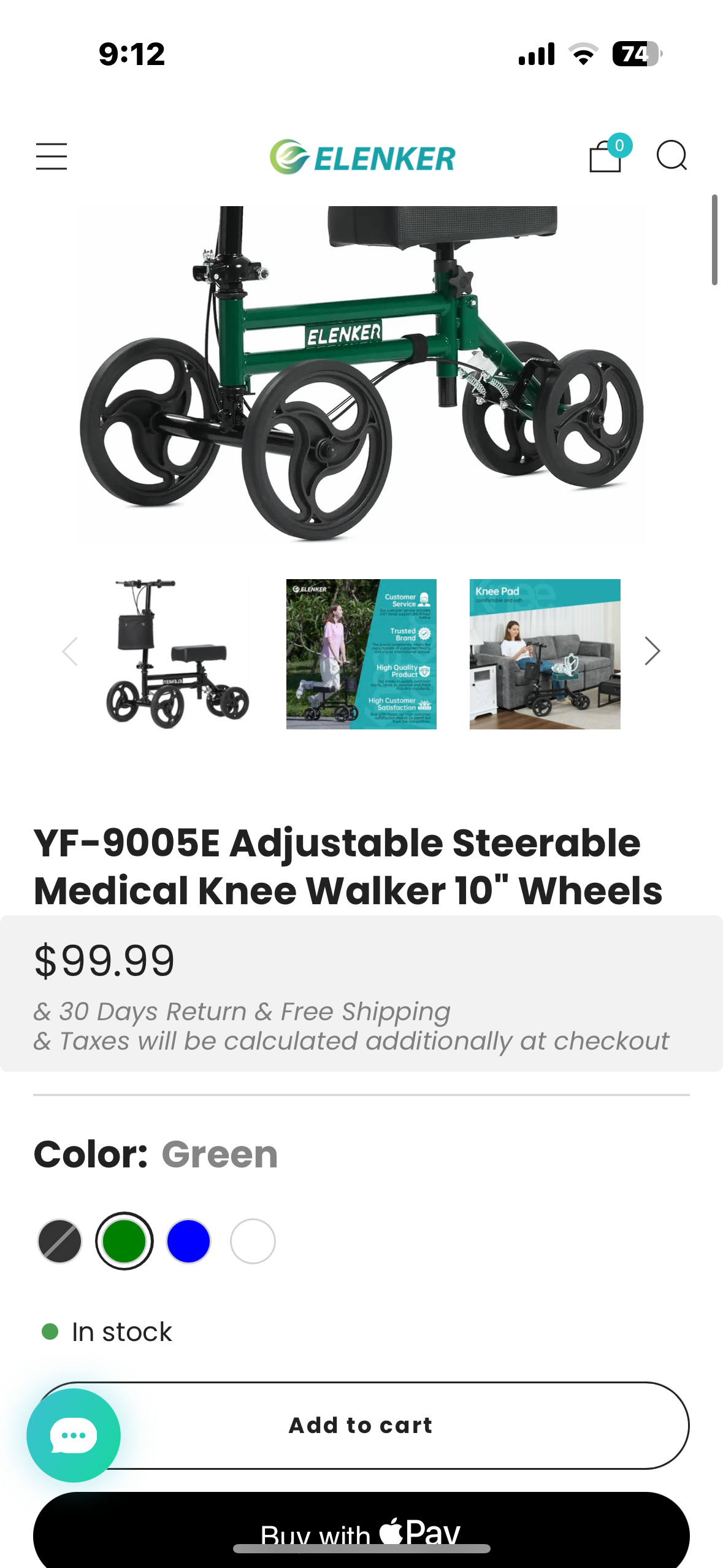 ELENKER Steerable Knee Walker Deluxe Scooter for Foot Injuries, Compact, Crutches Alternative (R688)