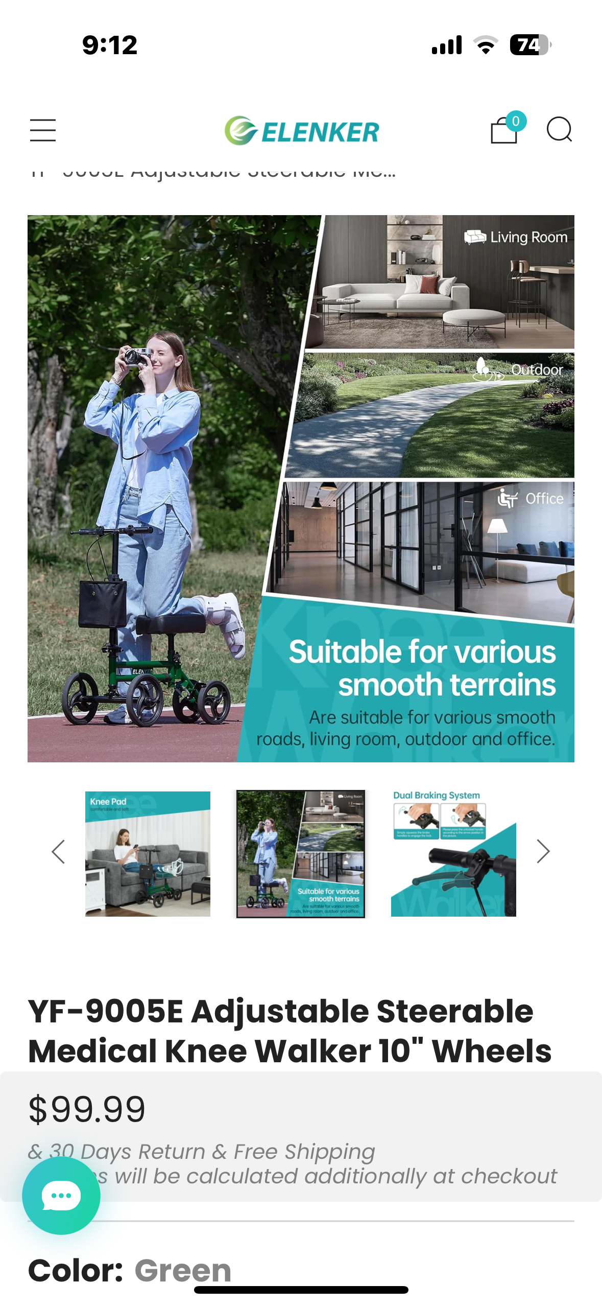 ELENKER Steerable Knee Walker Deluxe Scooter for Foot Injuries, Compact, Crutches Alternative (R688)