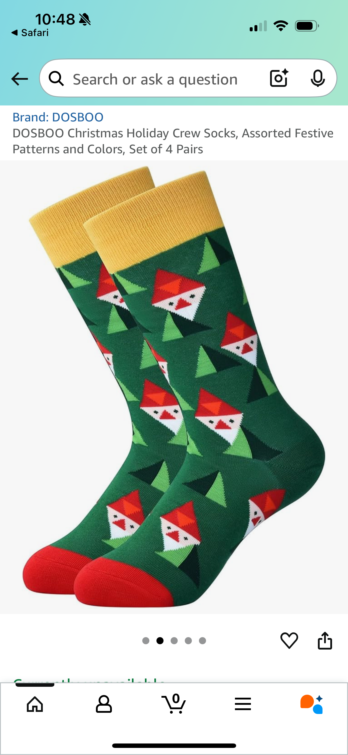 Christmas Holiday Adult Crew Socks, Assorted Set of 4 Pairs (Size M/L)