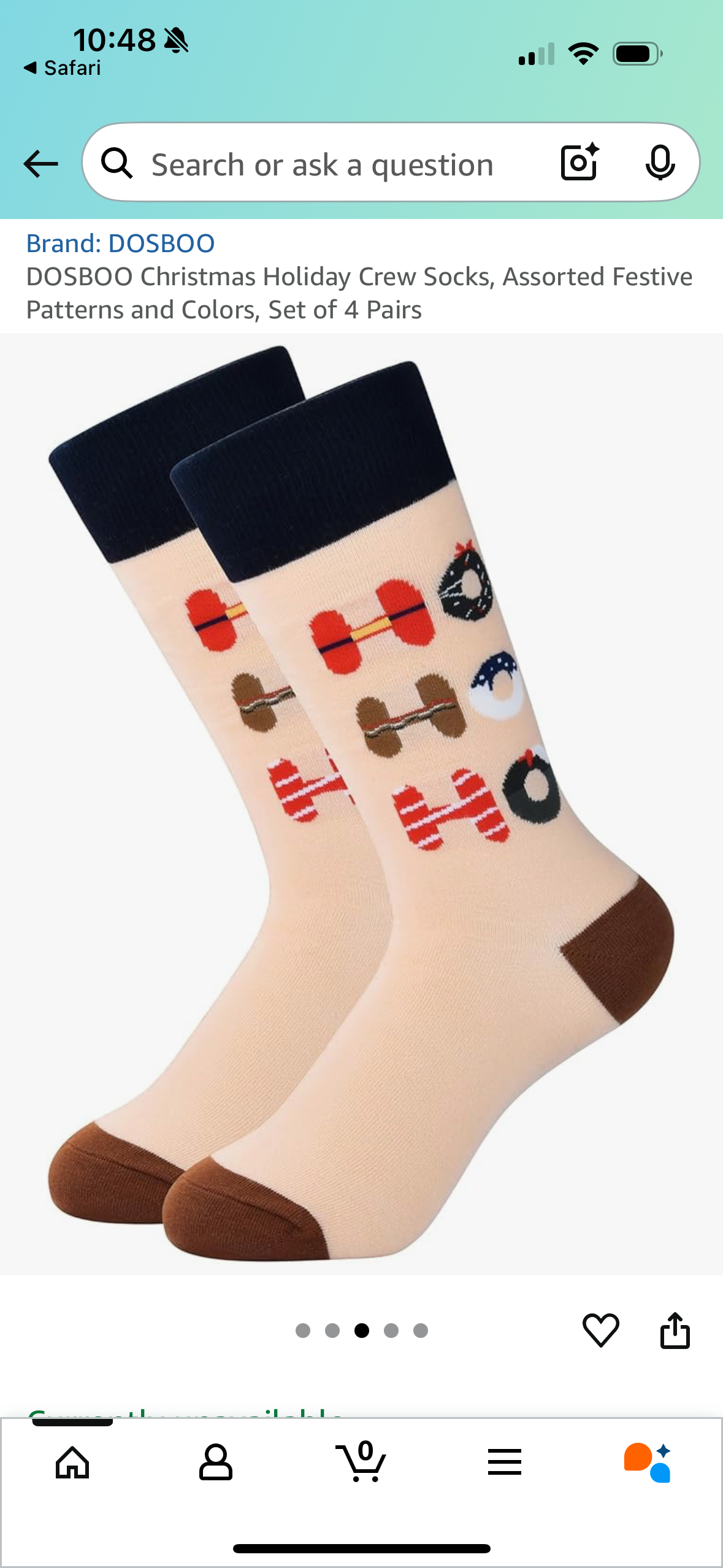 Christmas Holiday Adult Crew Socks, Assorted Set of 4 Pairs (Size M/L)