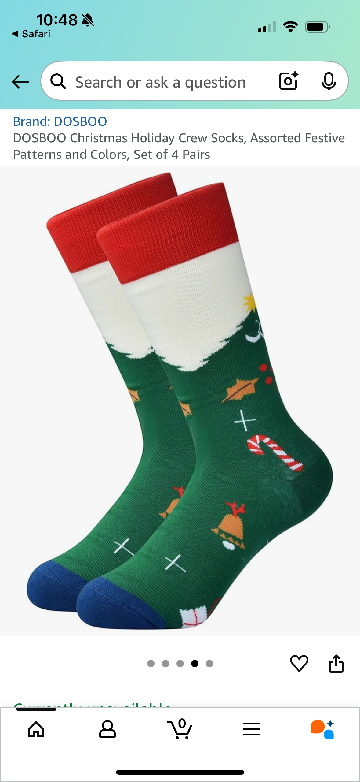 Christmas Holiday Adult Crew Socks, Assorted Set of 4 Pairs (Size M/L)