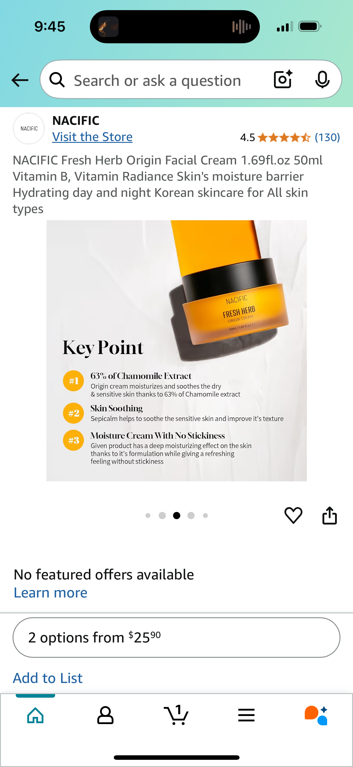 NACIFIC Fresh Herb Origin Facial Cream 1.69fl.oz 50ml Vitamin B, Vitamin Radiance Skin's moisture barrier Hydrating day and night Korean skincare for All skin types