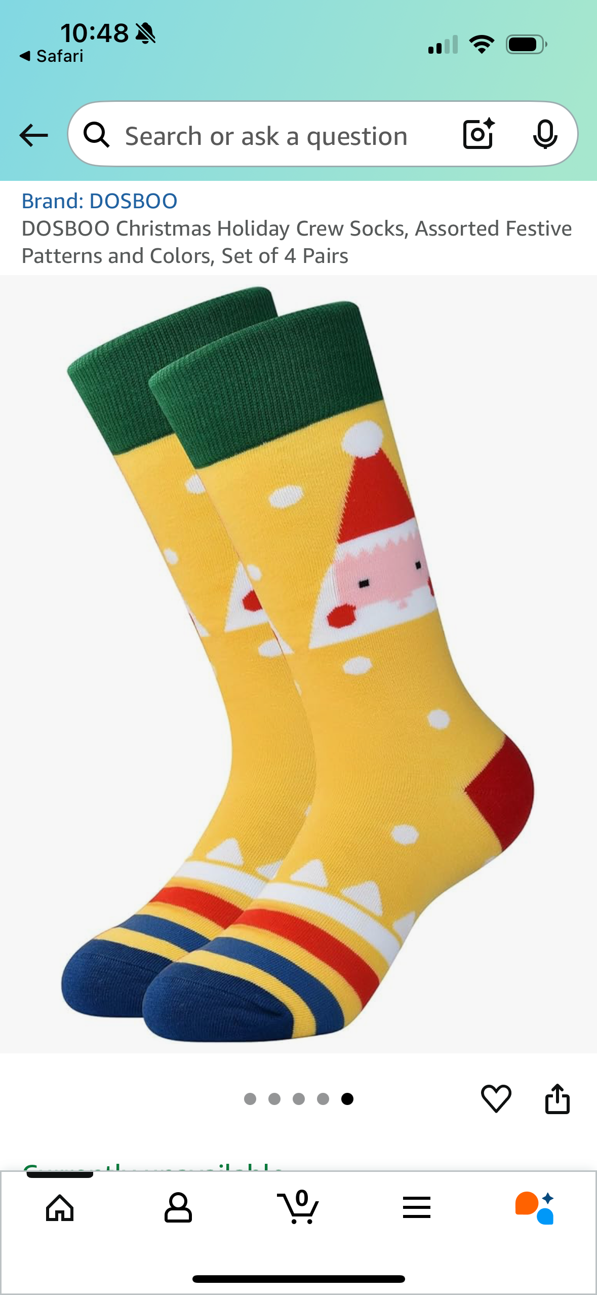 Christmas Holiday Adult Crew Socks, Assorted Set of 4 Pairs (Size M/L)