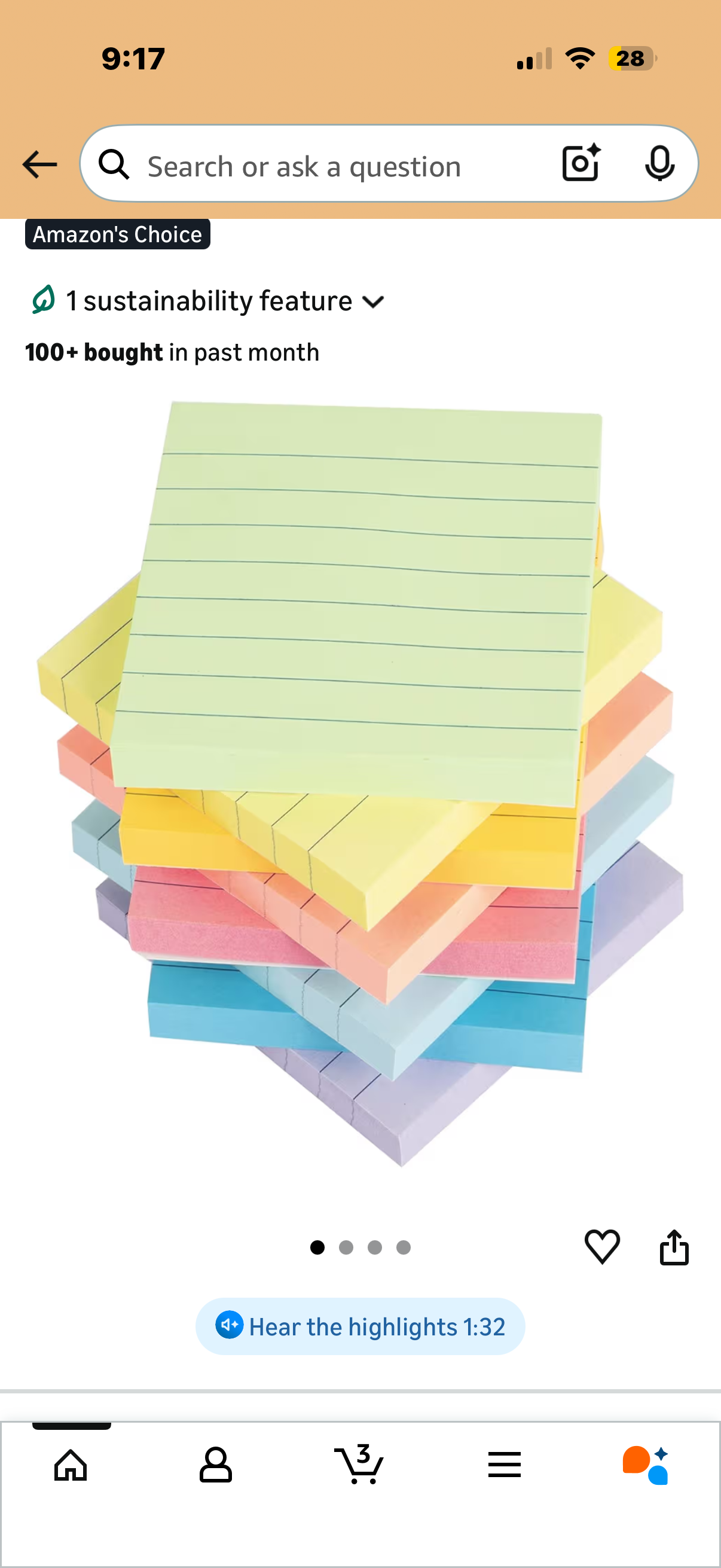 Lined Sticky Notes 3x3 in Pastel Ruled Stickies Colorful Super Sticking Power Memo Pads