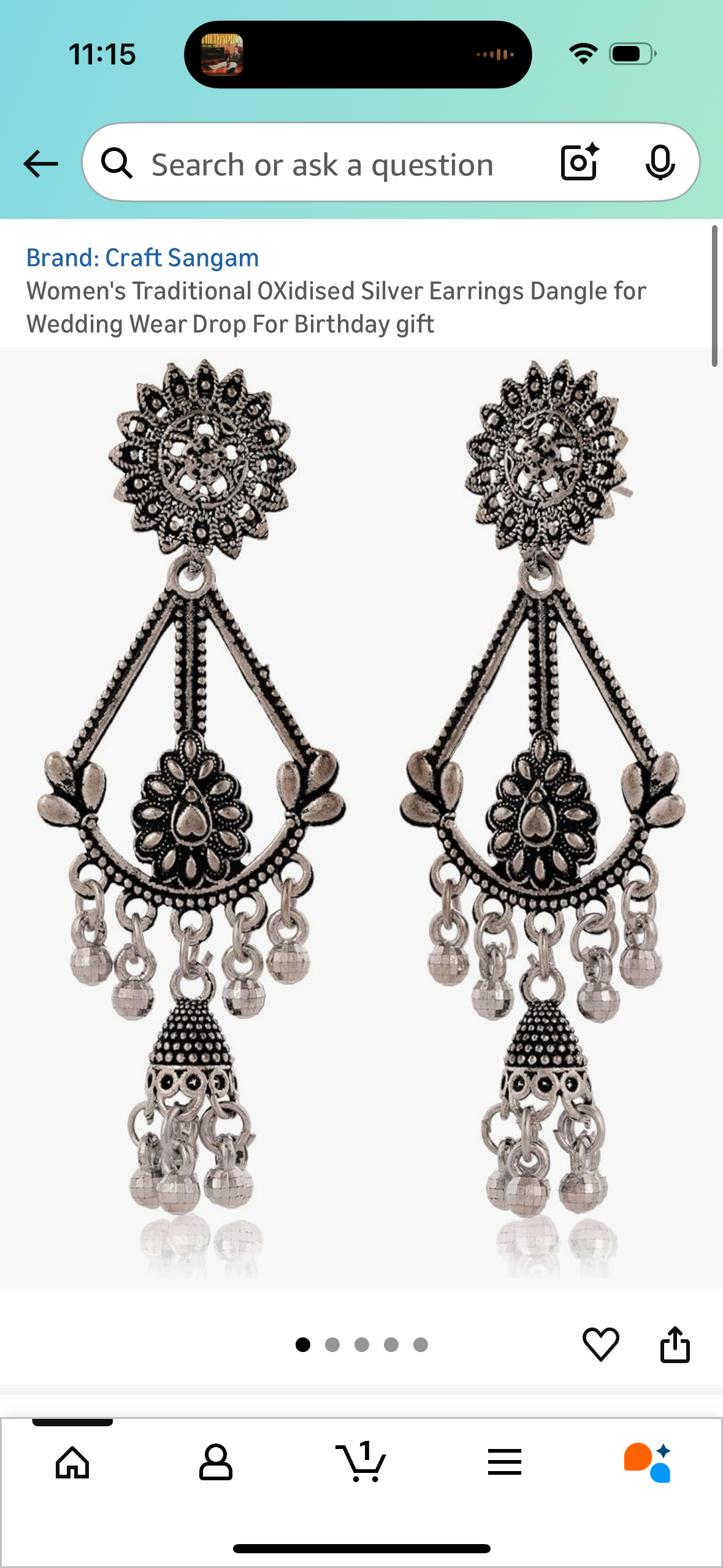 Women's Traditional OXidised Silver Earrings Dangle for Wedding Wear Drop For Birthday gift