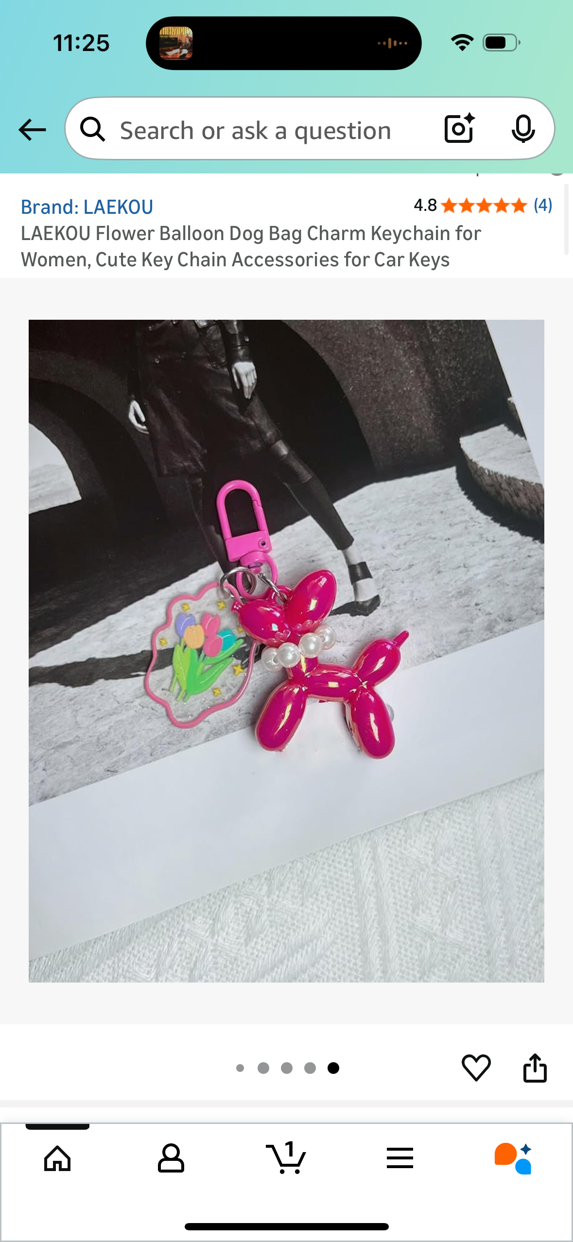 LAEKOU Flower Balloon Dog Bag Charm Keychain for Women, Cute Key Chain Accessories for Car Keys