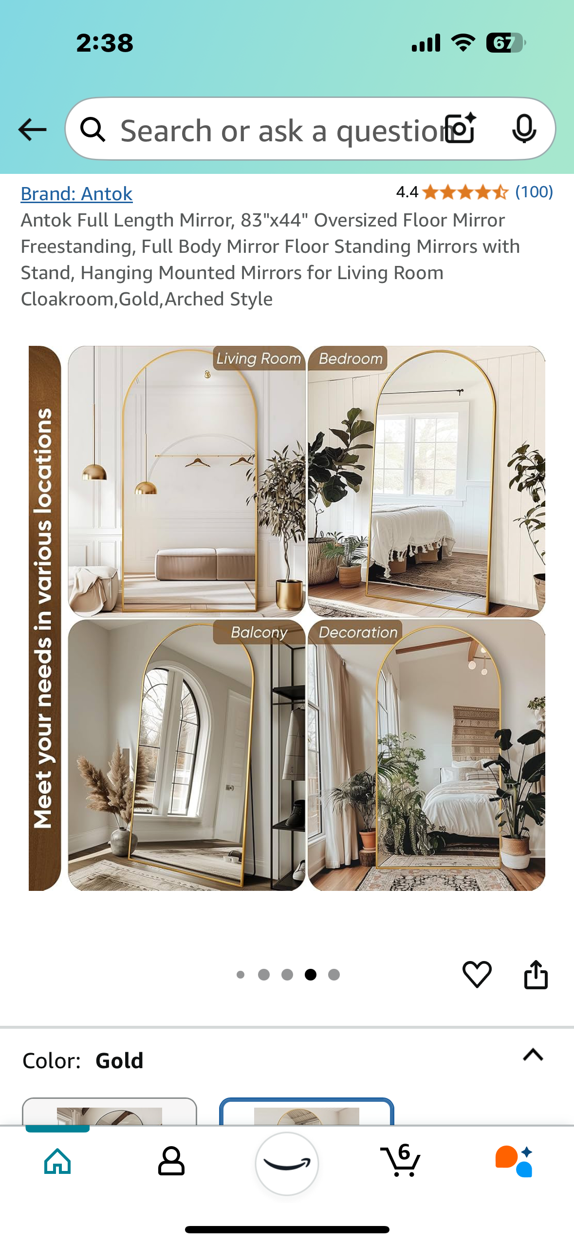 New - Antok Full Length Mirror, 83"x44" Oversized Freestanding (M319)