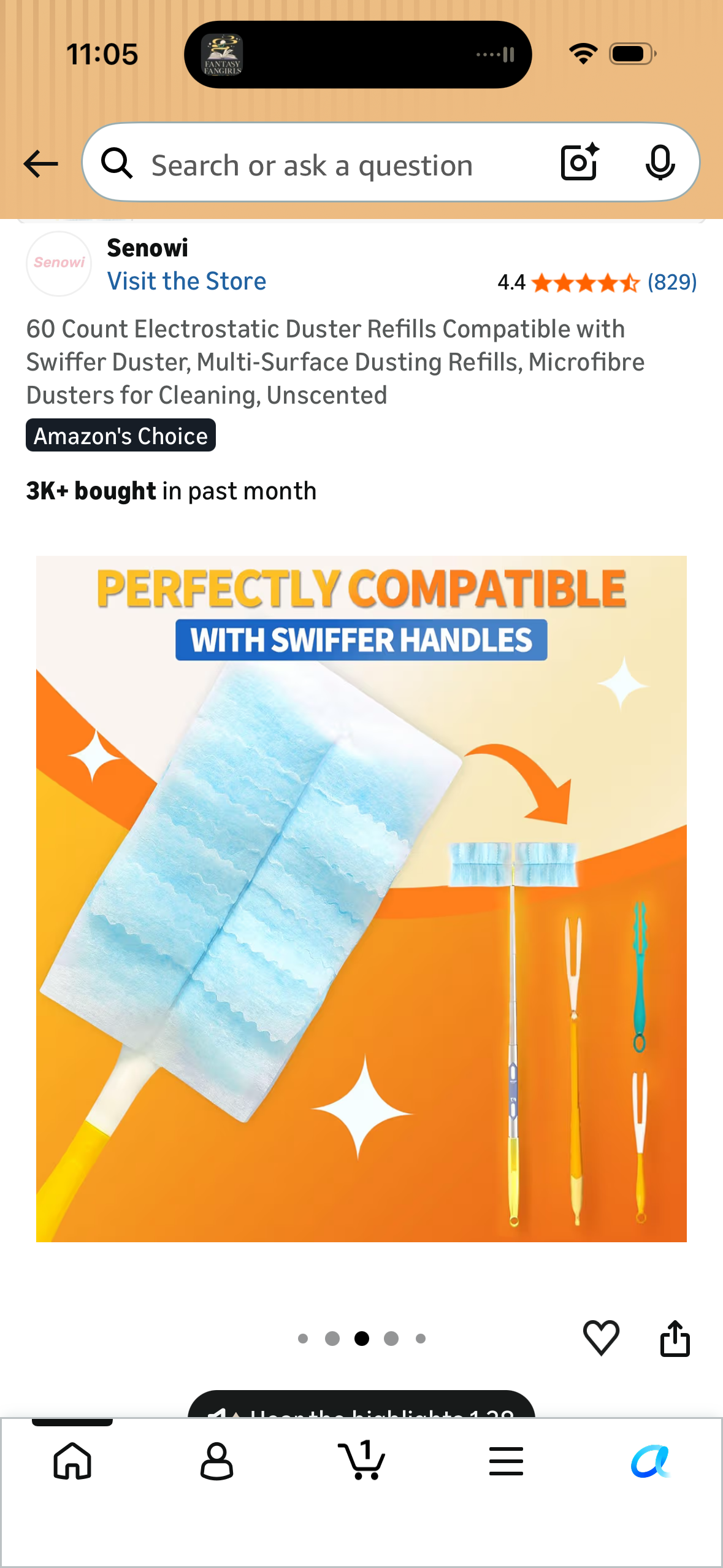60 Count Electrostatic Duster Refills Compatible with Swiffer Duster, Multi-Surface Dusting Refills, Microfibre Dusters for Cleaning, Unscented