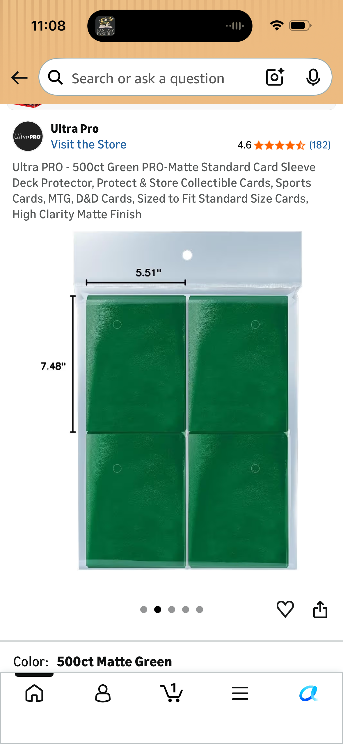 Ultra PRO - 500ct Green PRO-Matte Standard Card Sleeve Deck Protector, Protect & Store Collectible Cards, Sports Cards, MTG, D&D Cards, Sized to Fit Standard Size Cards, High Clarity Matte Finish