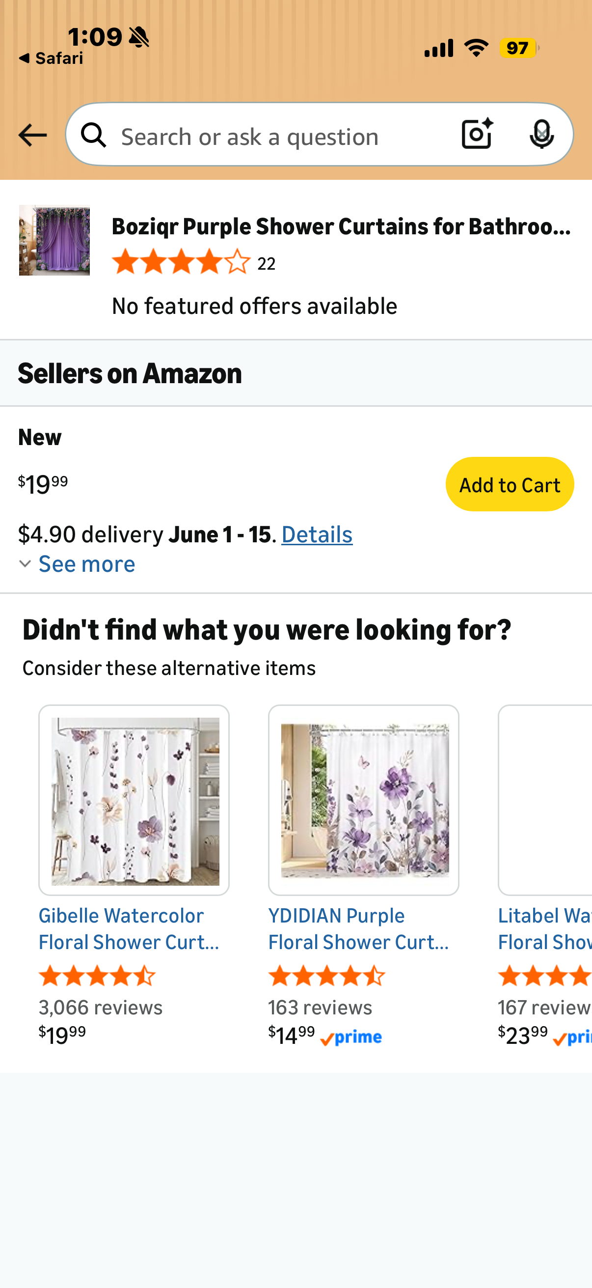 Boziqr Purple Shower Curtains for Bathroom, Floral Flowers Shower Curtain Set, Modern Abstract Decorative Waterproof Fabric Home Decor 70X70 Inch