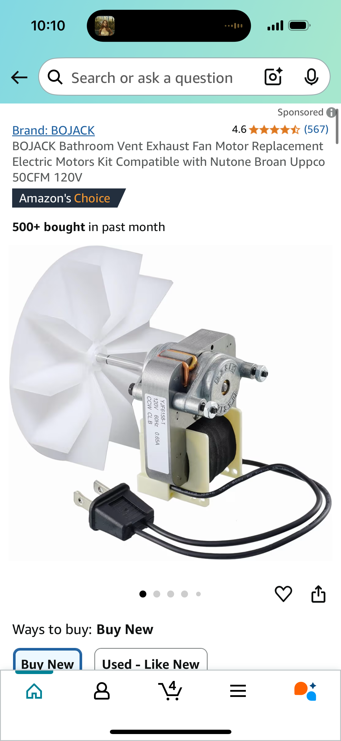 BOJACK Bathroom Vent Exhaust Fan Motor Replacement Electric Motors Kit Compatible with Nutone Broan Uppco 50CFM 120V
