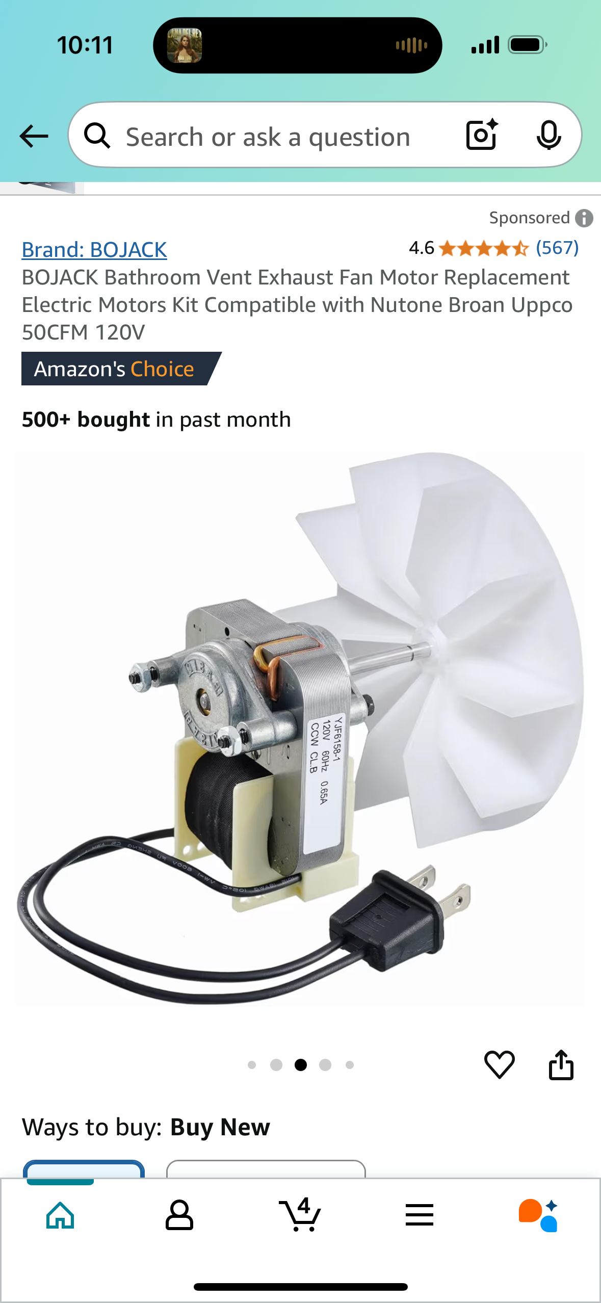 BOJACK Bathroom Vent Exhaust Fan Motor Replacement Electric Motors Kit Compatible with Nutone Broan Uppco 50CFM 120V