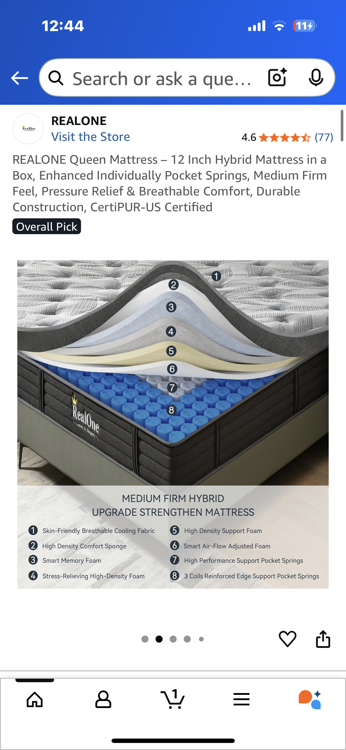 Open Queen Size Mattress, 12” (B1100)