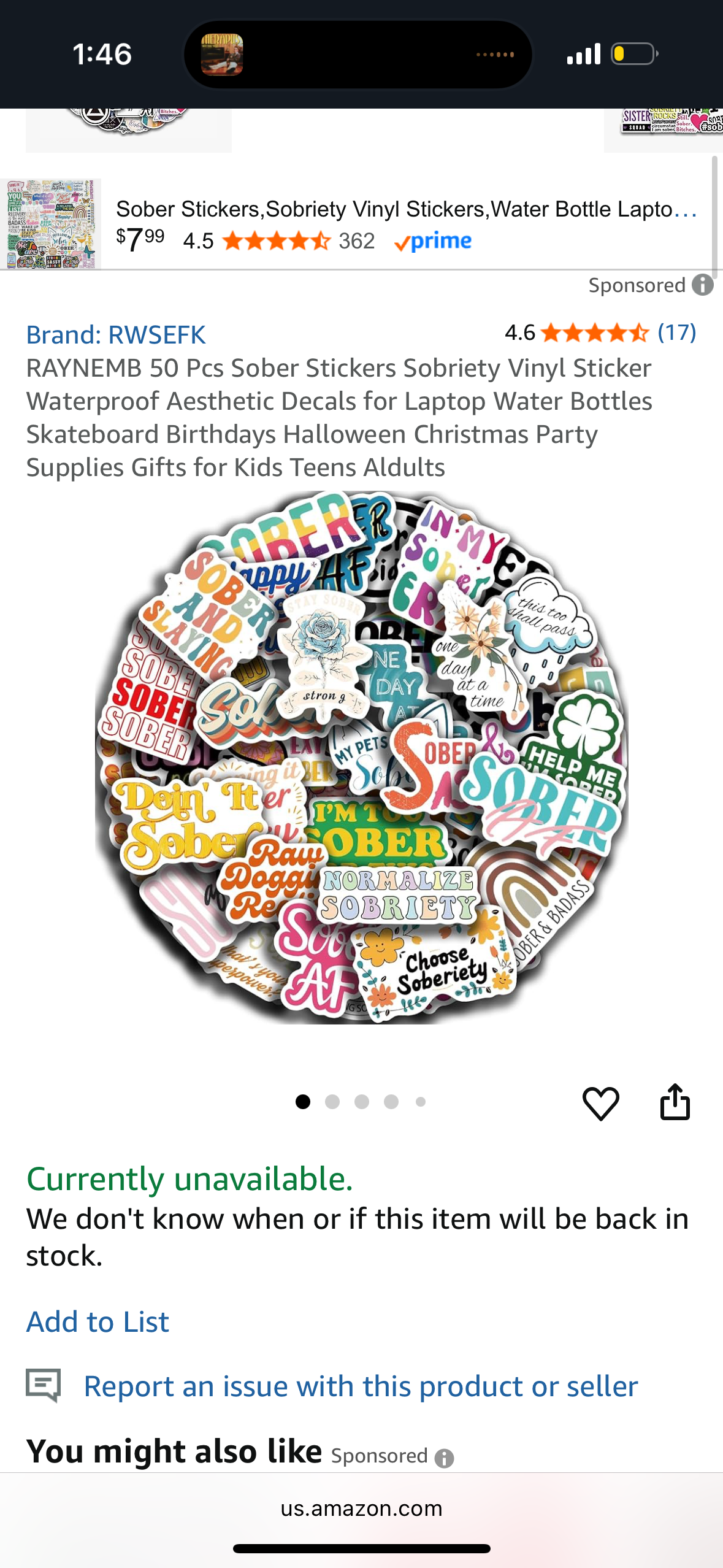 ‼️2 for $3‼️ 50 Pcs Sober Stickers Sobriety Vinyl Sticker Waterproof Aesthetic Decals for Laptop Water Bottles Skateboard Birthdays Halloween Christmas Party Supplies Gifts for Kids Teens Aldults