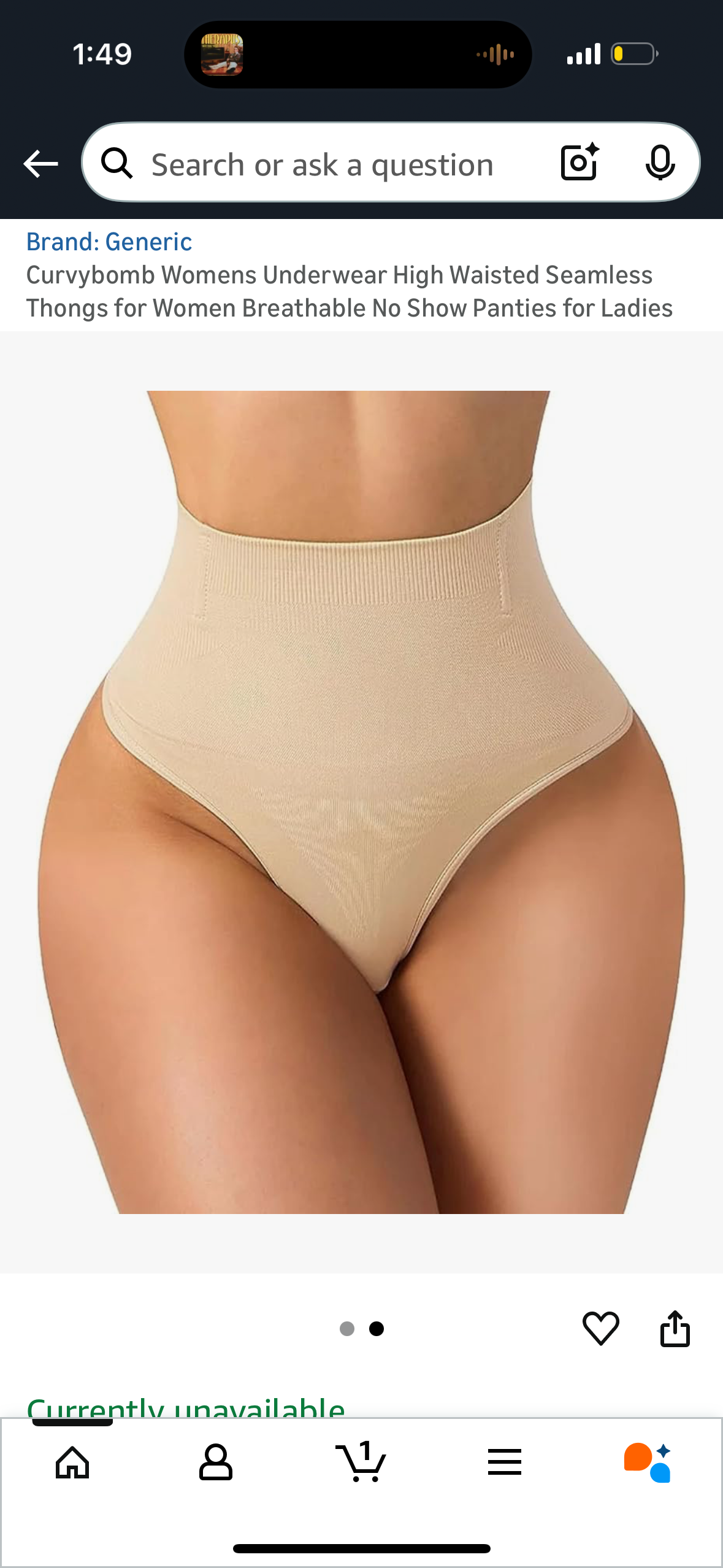 Curvybomb Womens Underwear High Waisted Seamless Thongs for Women Breathable No Show Panties for Ladies (Size Large)