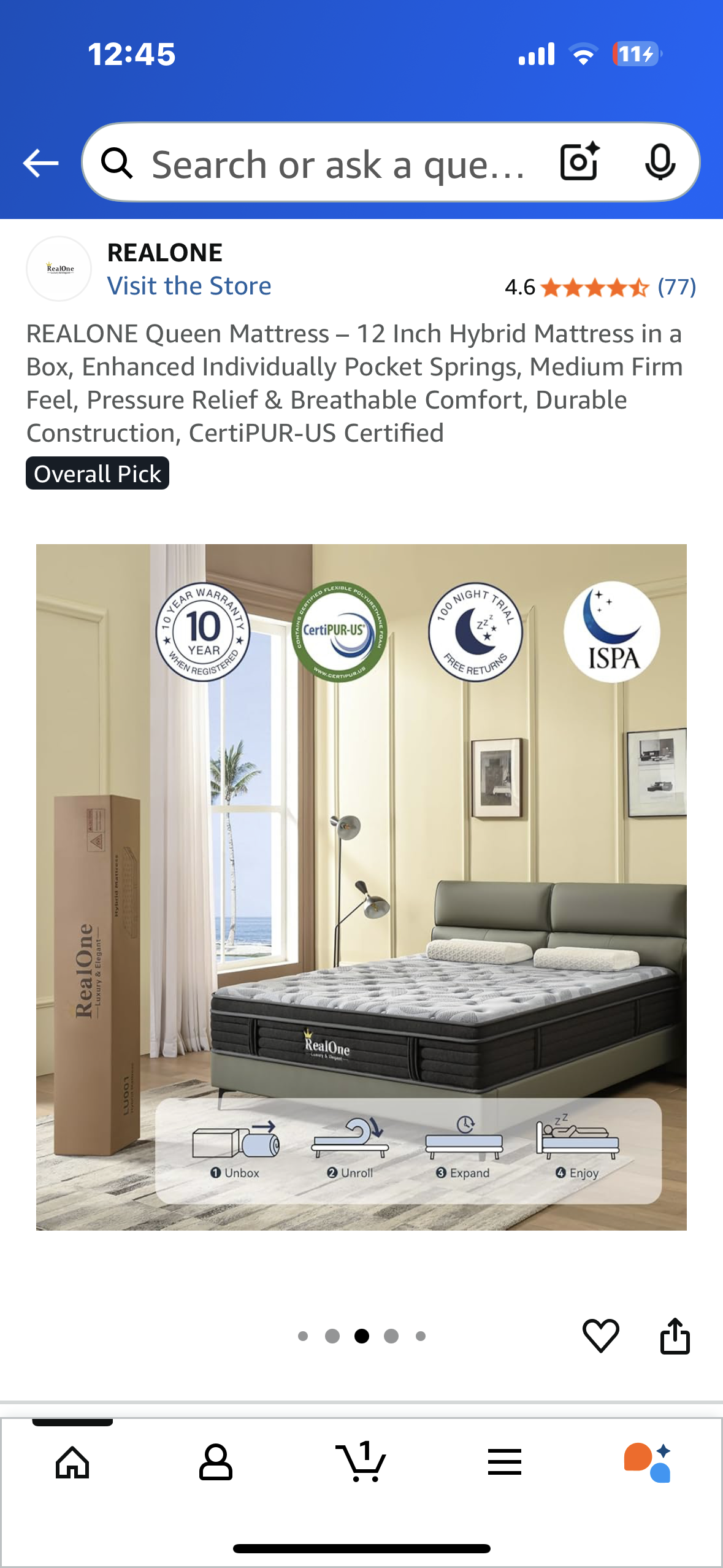 Open Queen Size Mattress, 12” (B1100)