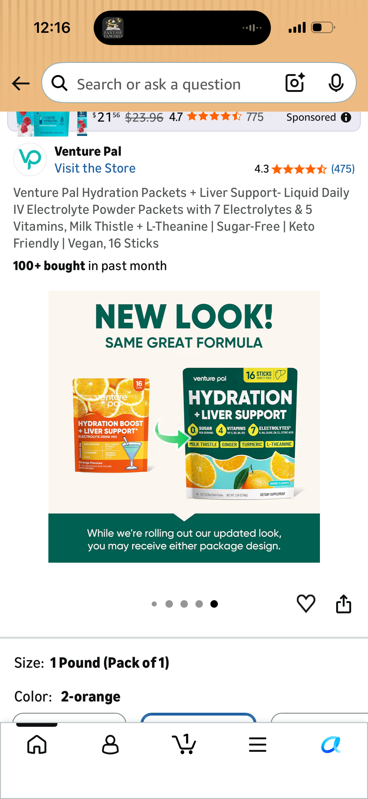 Venture Pal Hydration Packets + Liver Support- Liquid Daily IV Electrolyte Powder Packets with 7 Electrolytes & 5 Vitamins, Milk Thistle + L-Theanine | Sugar-Free | Keto Friendly | Vegan, 16 Sticks