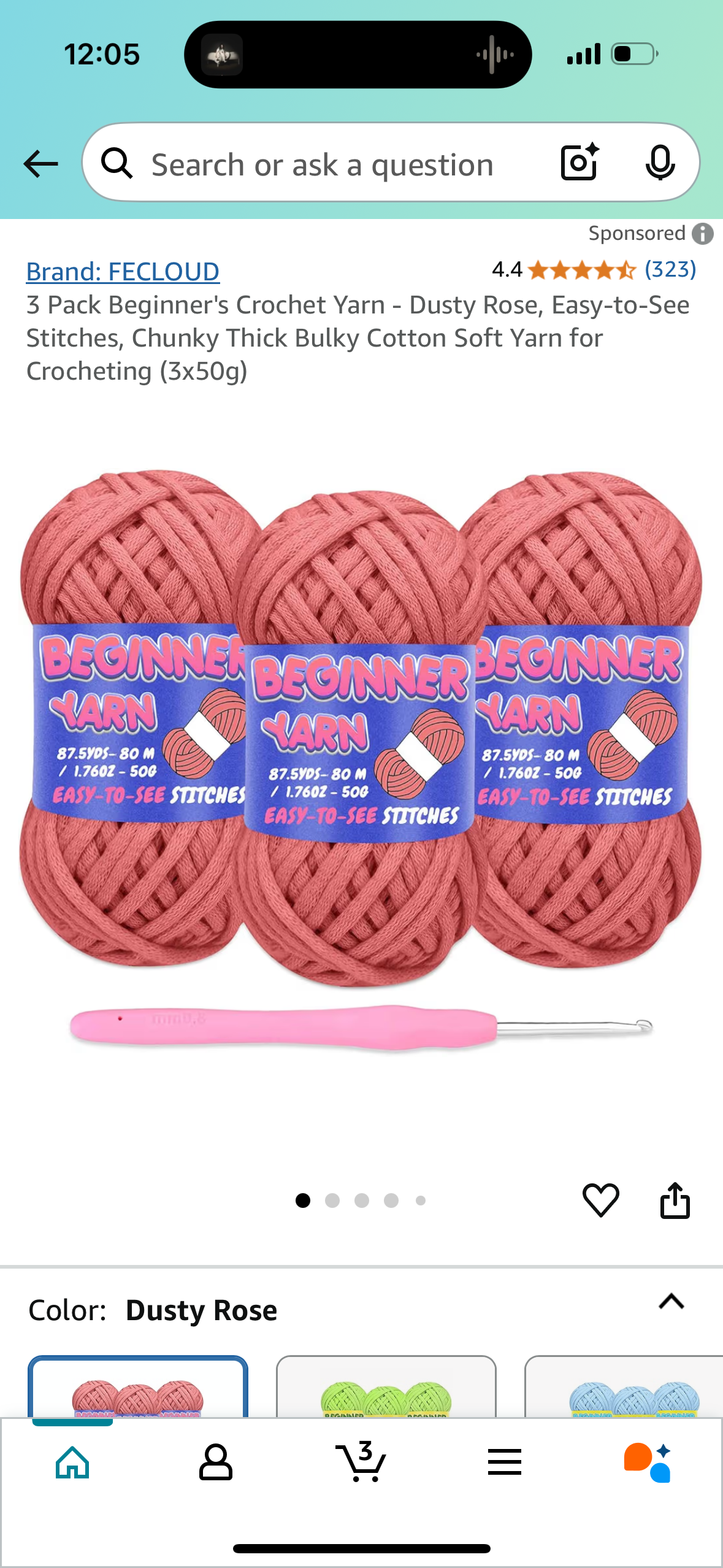3 Pack Easy Yarn for Crocheting and Knitting - #4 Yarn Cotton-Nylon Blend Ideal for Beginners with Easy-to-See Stitches (Rubber Red, 165 g/5.8 oz, 180 yds)