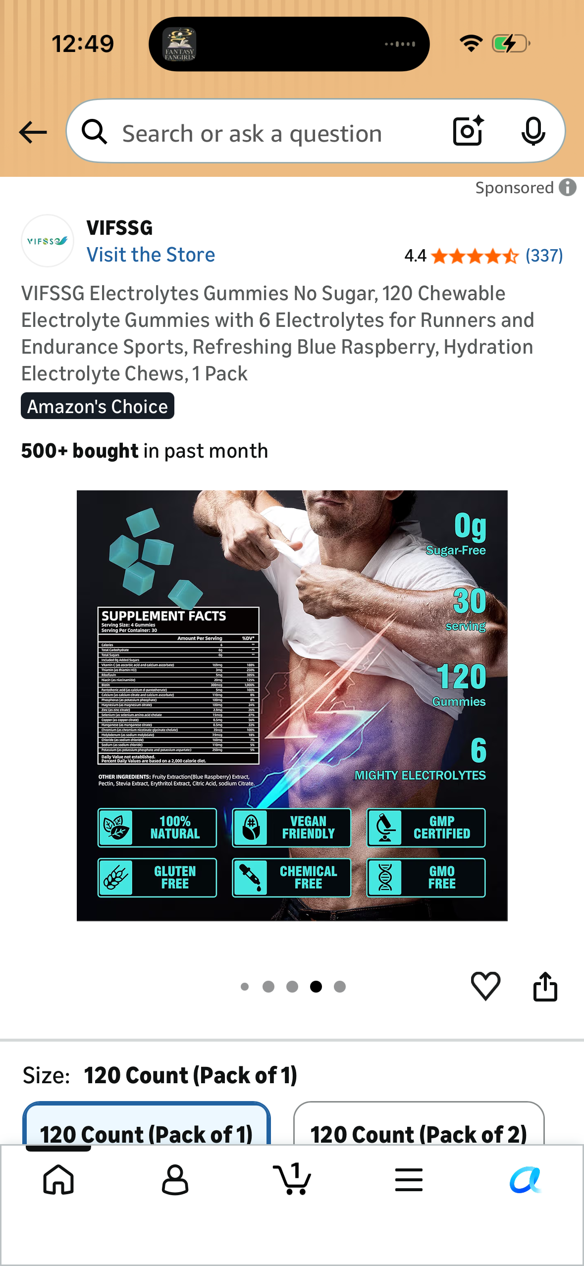 VIFSSG Electrolytes Gummies No Sugar, 120 Chewable Electrolyte Gummies with 6 Electrolytes for Runners and Endurance Sports, Refreshing Blue Raspberry, Hydration Electrolyte Chews, 1 Pack